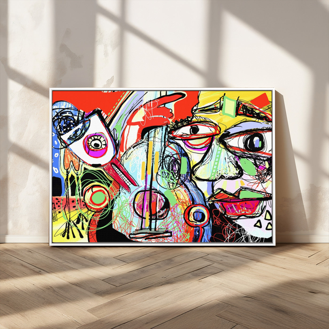 37796-MGV-CV-36X24-Picasso Style Wall Art Canvas Print, Framed Picasso Art Picture Print, Picasso Cubism Perfect Modern Abstract Decor Artwork