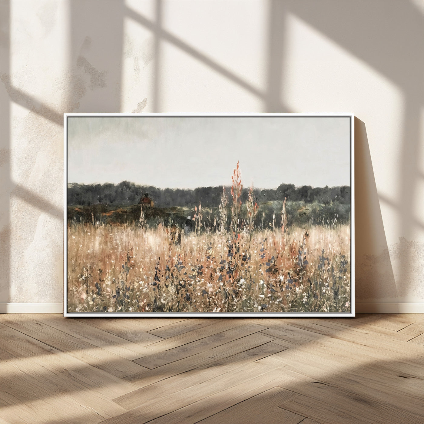 46308-MGV-CV-36X24-Wildflower Field Wall Art – Rustic Meadow Landscape Canvas Print, Country Nature Decor for Living Room, Bedroom or Farmhouse