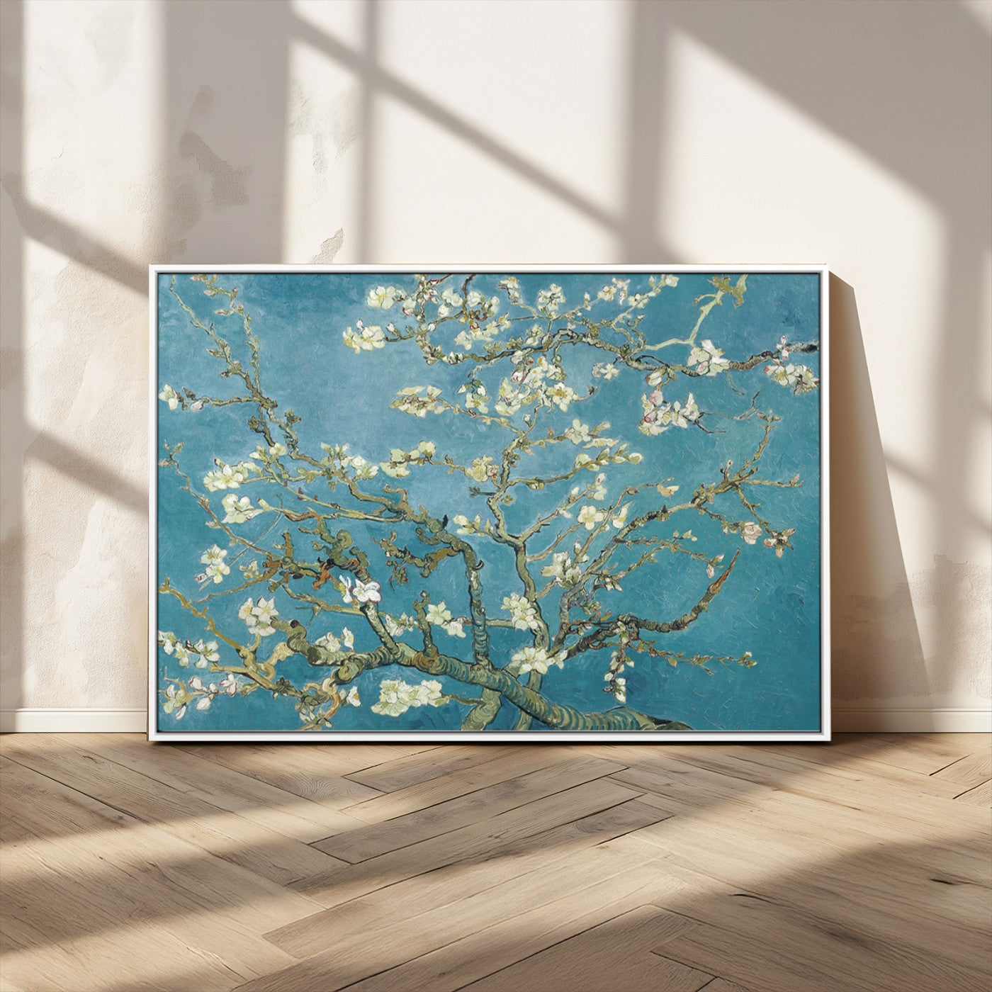 65607-MGV-CV-36X24-Almond Blossom Wall Art – Van Gogh Blue Floral Canvas Print, Elegant Impressionist Painting Decor for Living Room, Bedroom or
