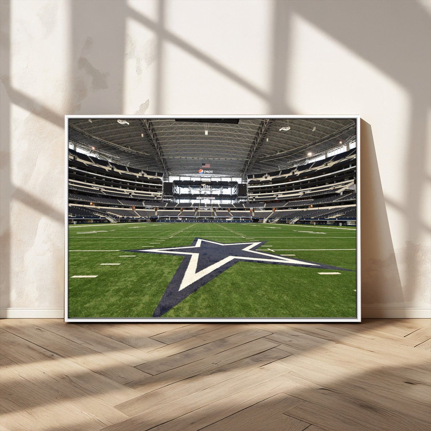 14834-MGV-CV-36X24-Dallas Att Stadium Wall Art Canvas Print, Framed Texas NFL Stadium Art Picture Print, American Football Stadium Perfect Sports