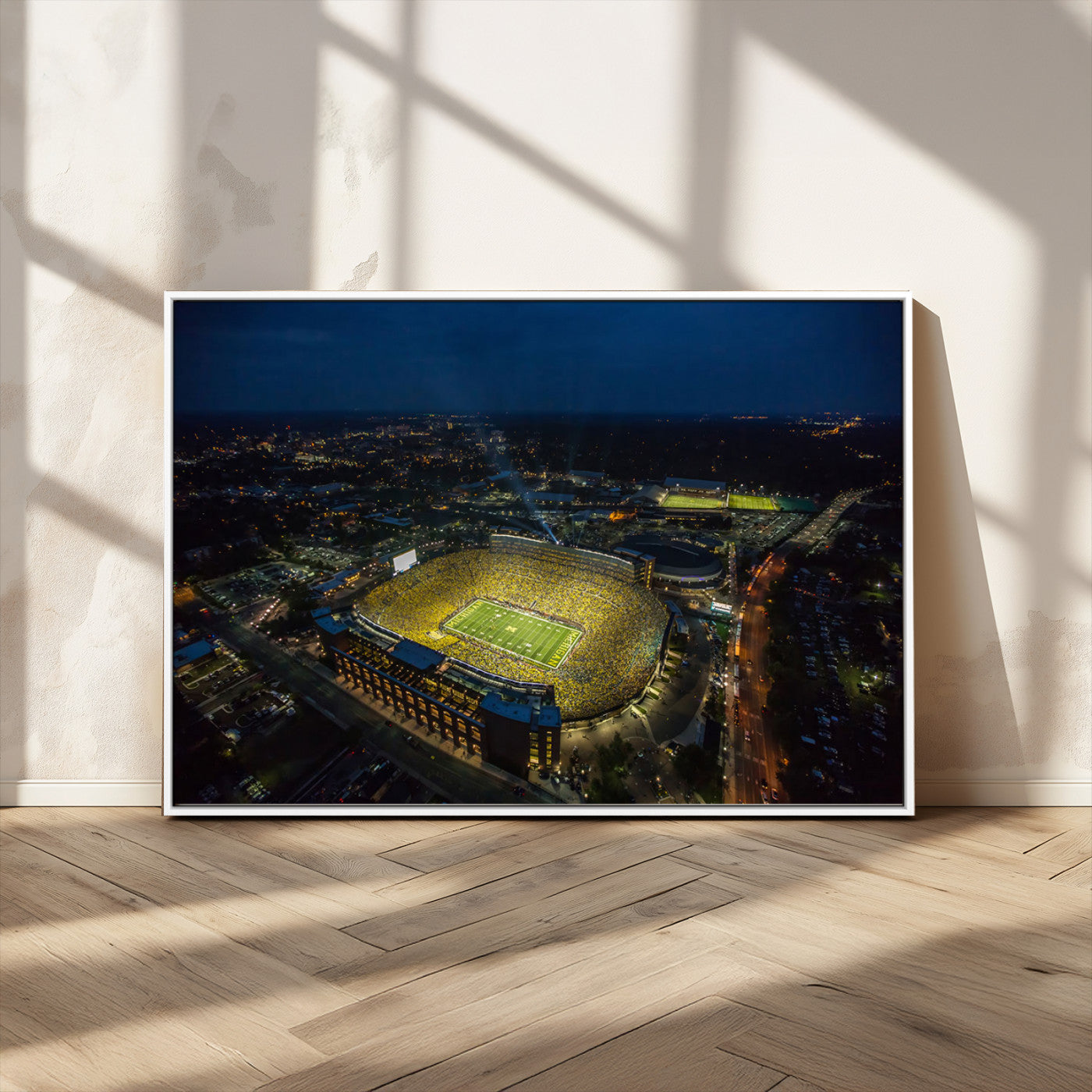 52519-MGV-CV-36X24-Michigan Football Stadium Wall Art Canvas Print, Framed Michigan Stadium Art Picture Print, Michigan Wolverines Field Perfect