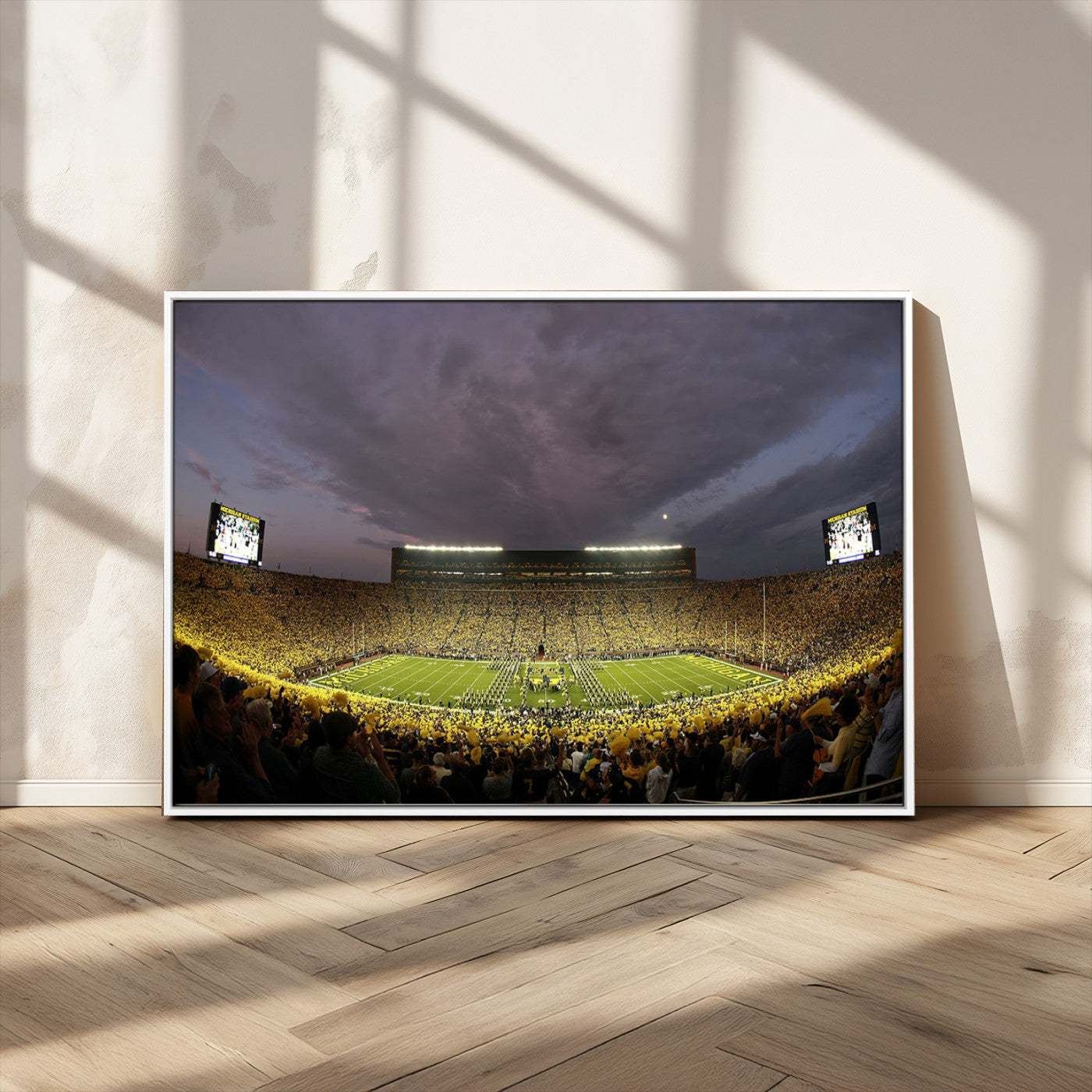 72404-MGV-CV-36X24-Michigan Wolverine Stadium Wall Art Canvas Print, Framed Michigan Stadium Art Picture Print, Football Stadium Perfect Sport Room