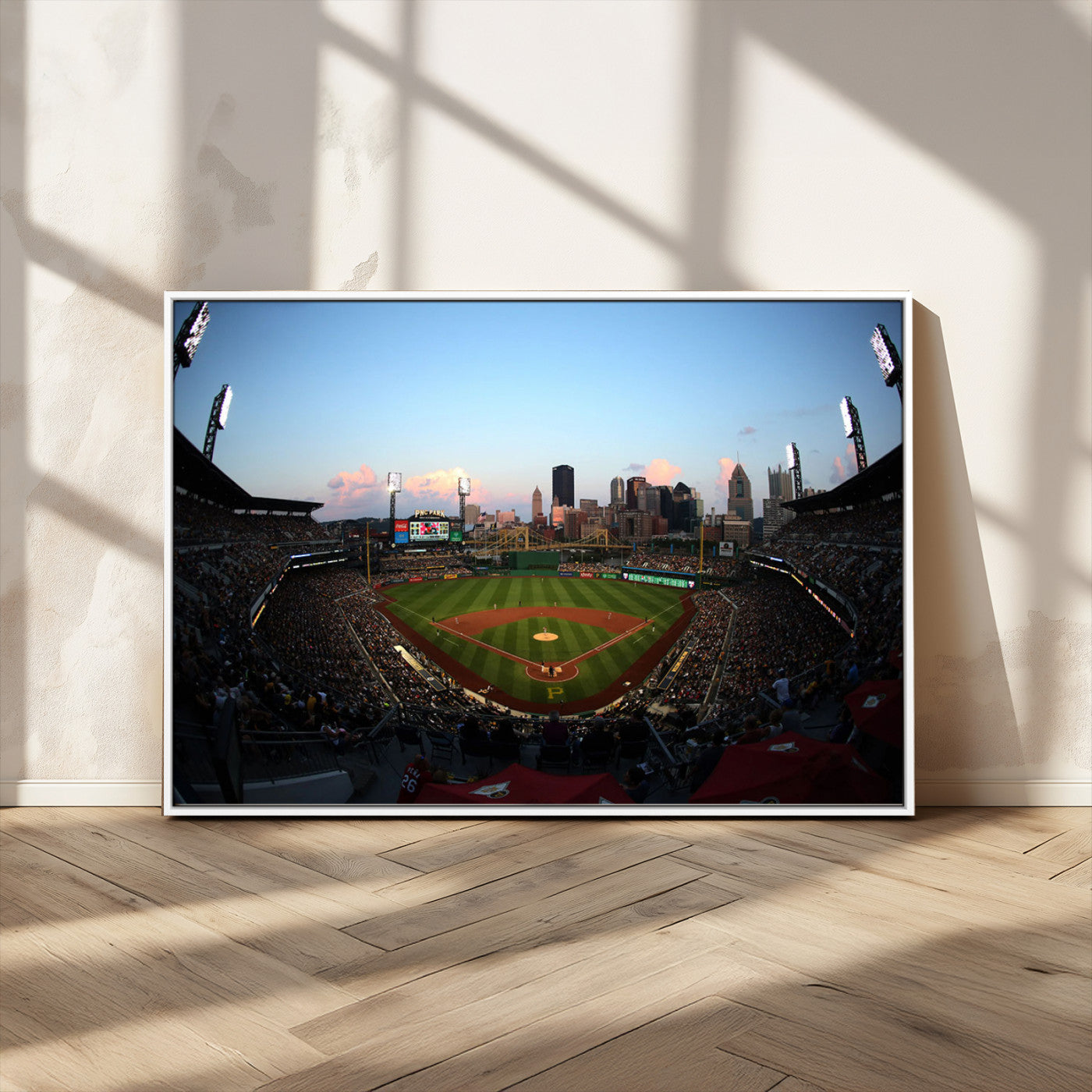 67670-MGV-CV-36X24-PNC Park Stadium Wall Art Canvas Print, Framed Pittsburgh Pirates Stadium Art Picture Print, PNC Park Field Perfect Sport Room