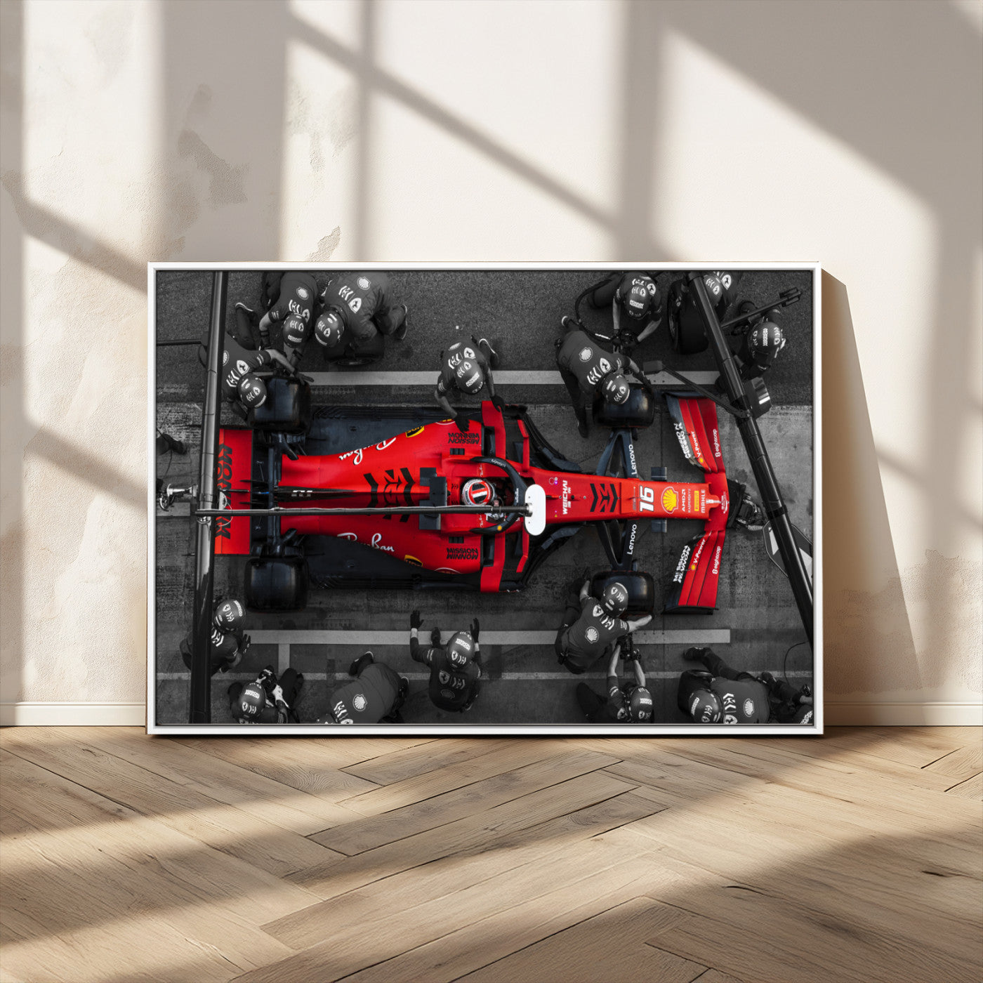 99356-MGV-CV-36X24-Ferrari Pit Stop Wall Art – Formula 1 Racing Car Canvas Print, Red Speed Machine Motorsport Decor for Office, Garage, Man Cave or