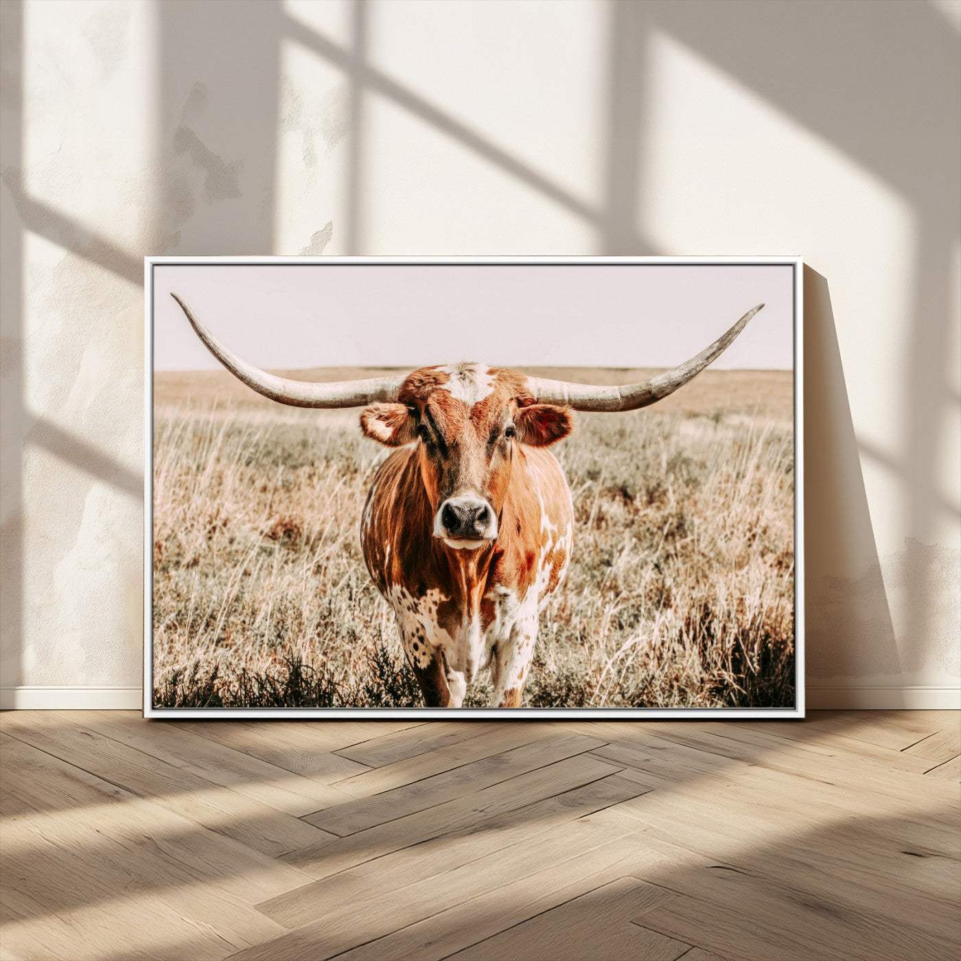 54986862-MGV-CV-36X24-Majestic Longhorn Wall Art – Canvas Print of Graceful Strength & Bold Spirit, Wild Plains Beauty Nature Inspired Rustic Decor for