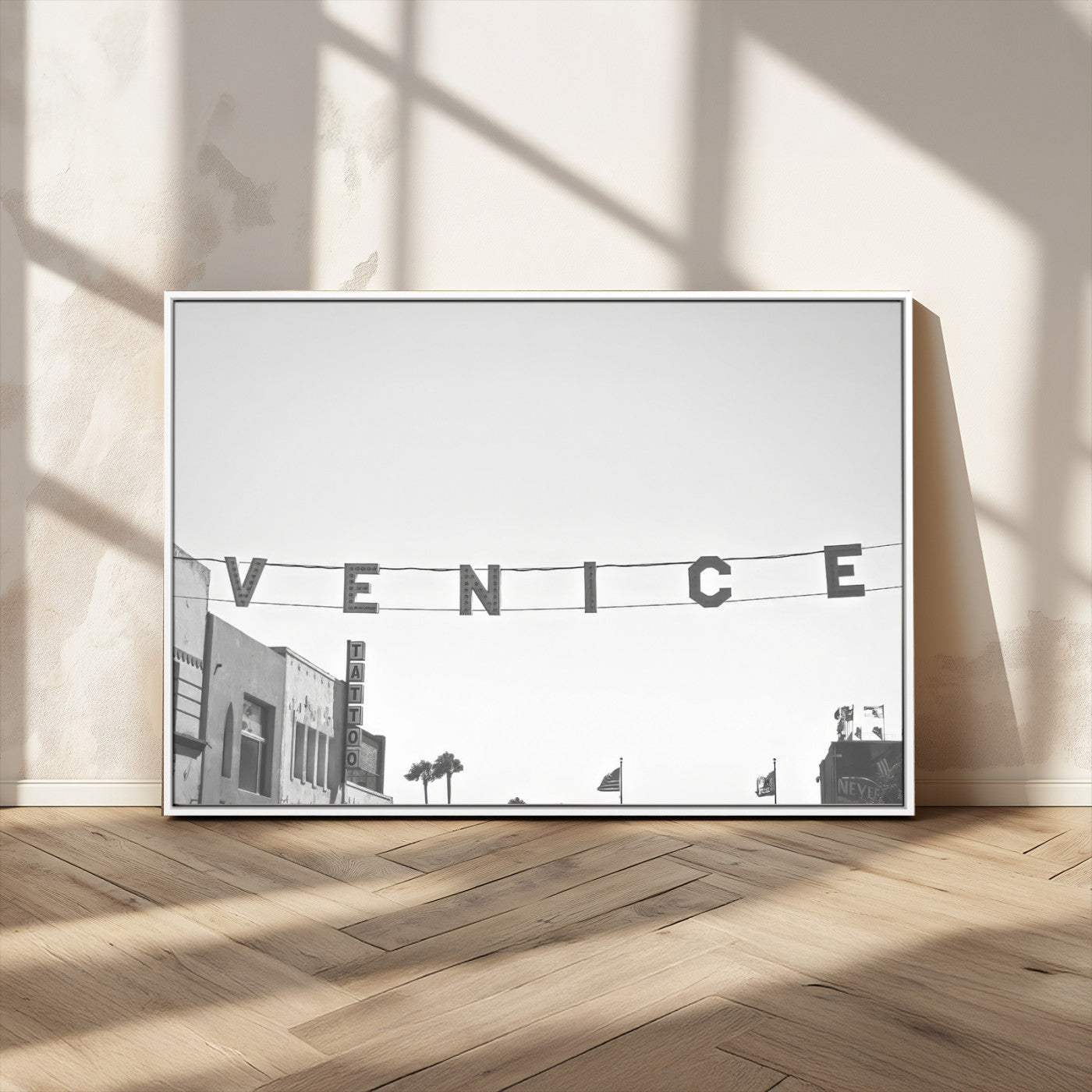 68254589-MGV-CV-36X24-Venice Sign Wall Art Canvas Print, Framed Venice Letters Art Picture Print, Los Angeles Perfect Minimalist Urban Decor Artwork