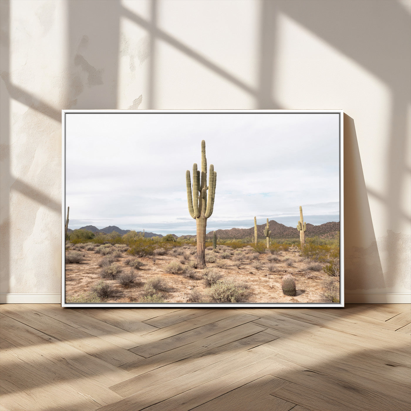 96147924-MGV-CV-36X24-Saguaro Cactus Wall Art Canvas Print, Framed Desert Cactus Art Picture Print, Earthy Desert Perfect Southwestern Boho Decor