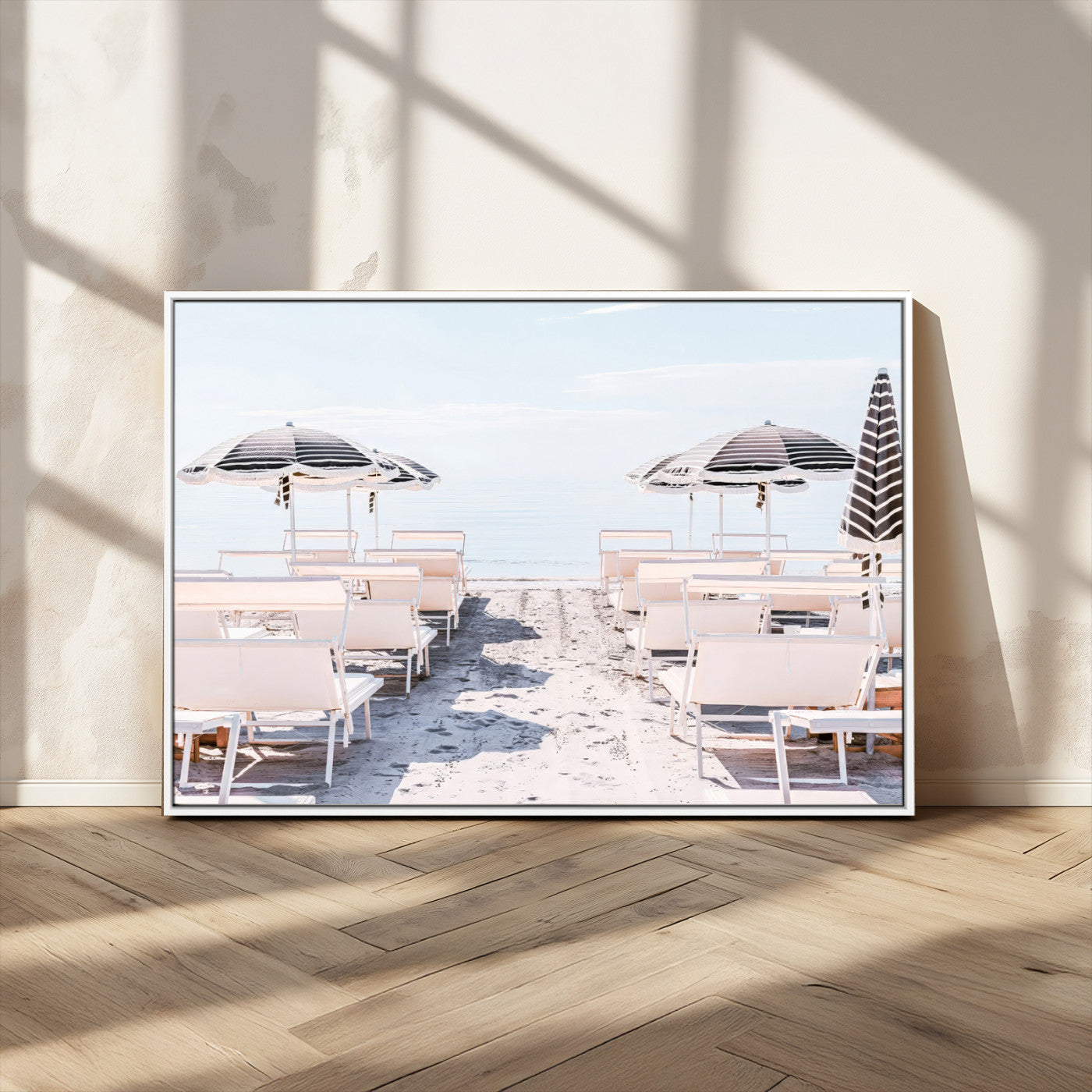 67623952-MGV-CV-36X24-Minimalist Beach Wall Art Canvas Print, Framed Pastel Sand Art Picture Print, Beach Aesthetic Perfect Coastal Minimalist Decor
