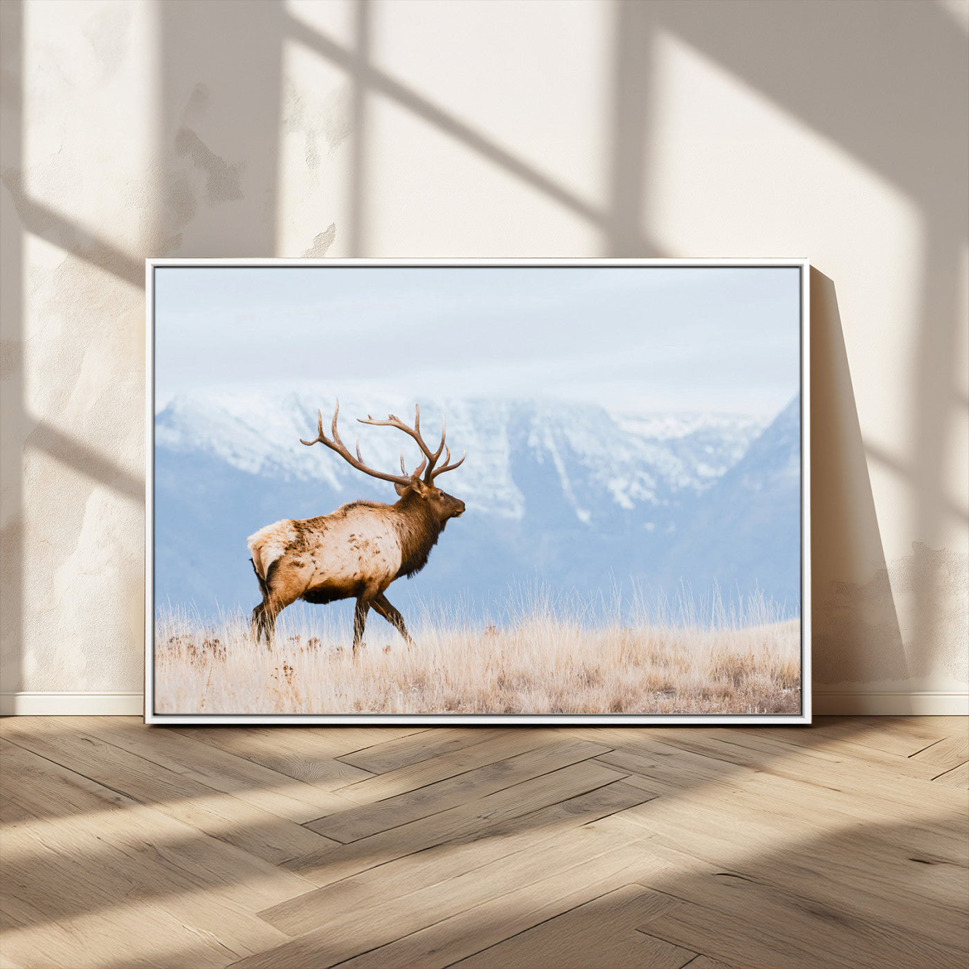 96024025-MGV-CV-36X24-Elk Photography Wall Art Canvas Print, Framed Mountain Wildlife Art Picture Print, Rustic Lodge Decor Perfect Rustic Lodge Decor
