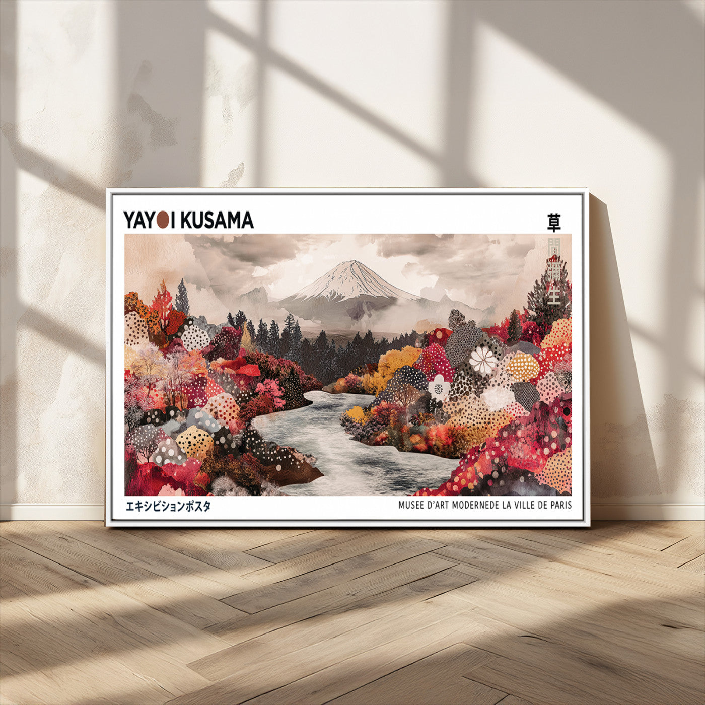 32352074-MGV-CV-36X24-Japanese Landscape Wall Art – Mount Fuji River Canvas Print, Modern Asian Inspired Nature Decor for Living Room, Bedroom, Office