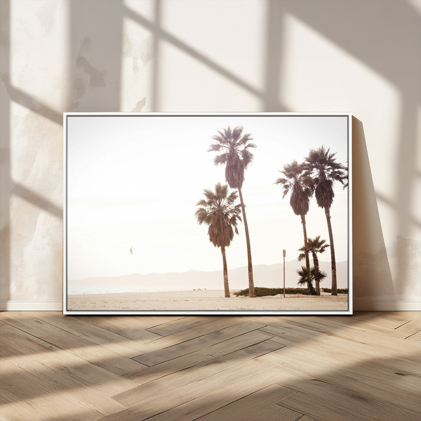 48255923-MGV-CV-36X24-Coastal Light Wall Art Canvas Print, Framed Relaxing Shoreline Art Picture Print, Minimalist Ocean Perfect Tropical Serenity Decor