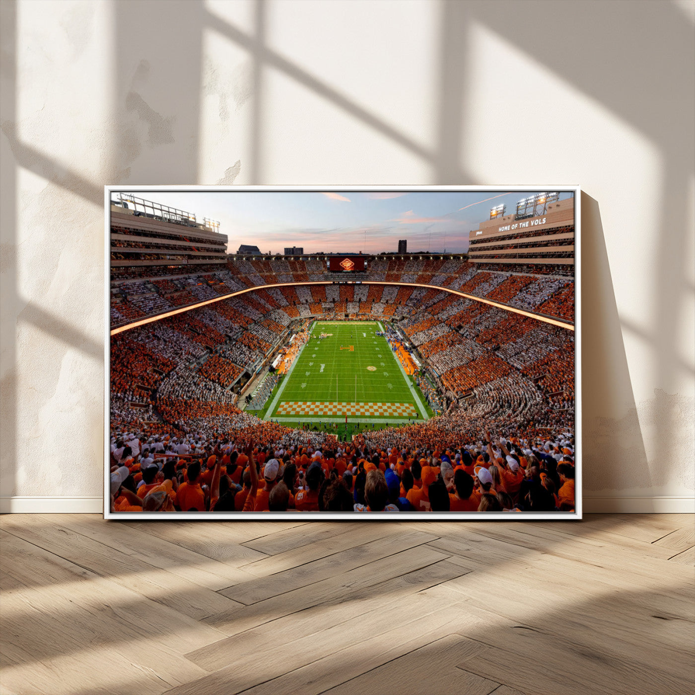 37160229-MGV-CV-36X24-Neyland Stadium Wall Art – Panoramic Tennessee Volunteers Sunset Canvas Print, Checkerboard Crowd Football Game Day Decor for
