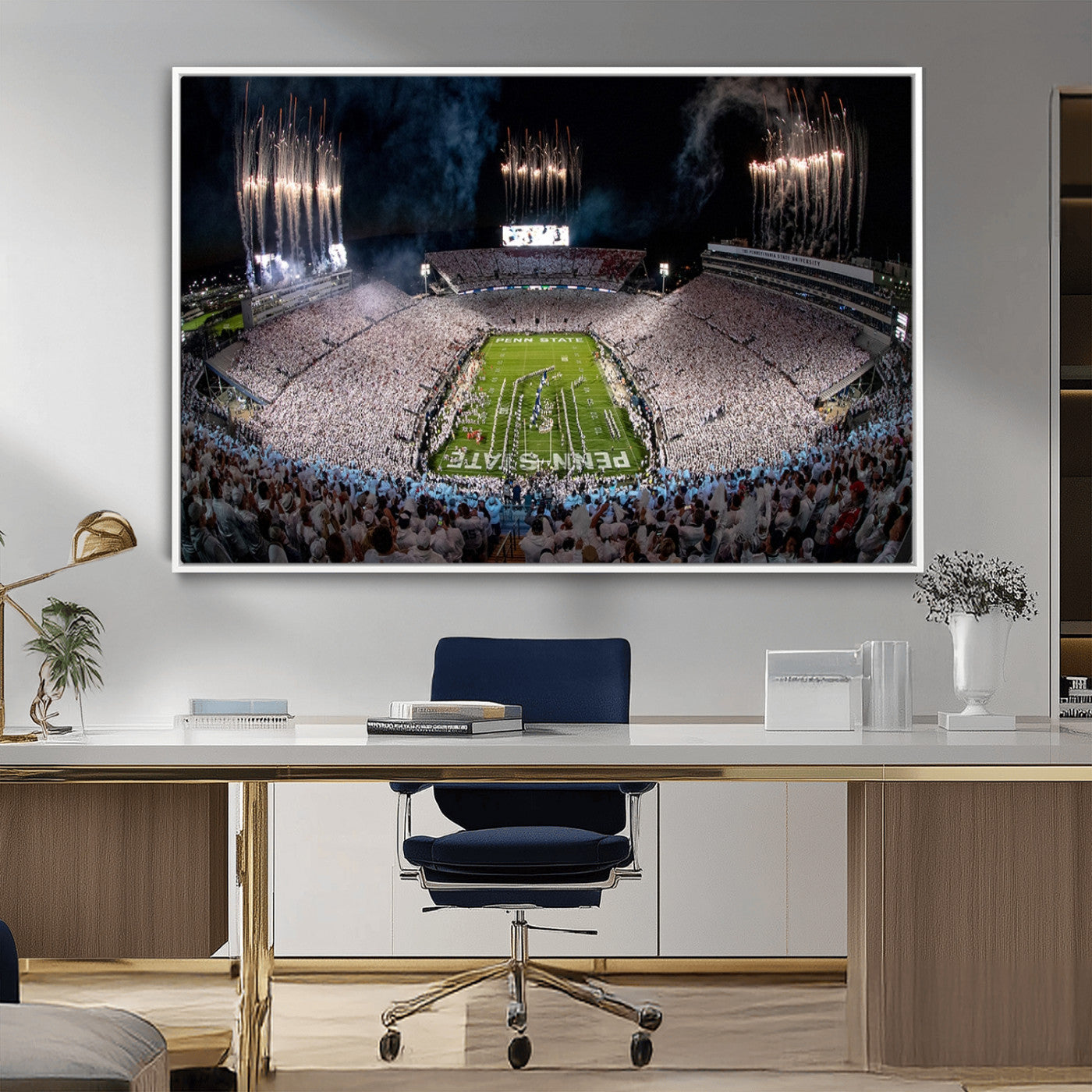 11391-MGV-FC-36X24_White-Penn State Stadium Wall Art – Panoramic White Out Football Game Canvas Print, College Sports Decor for Office, Man Cave, or Living