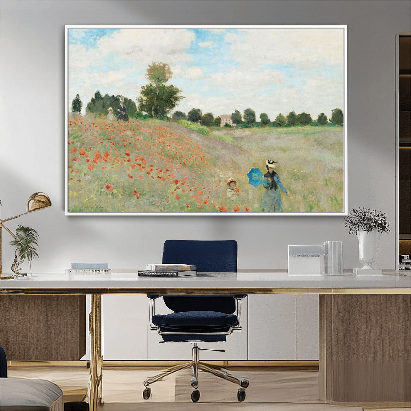 74890-MGV-CV-36X24-Monet Poppy Field Wall Art – Impressionist Landscape Canvas Print, Classic French Artwork for Living Room, Bedroom or Office Decor