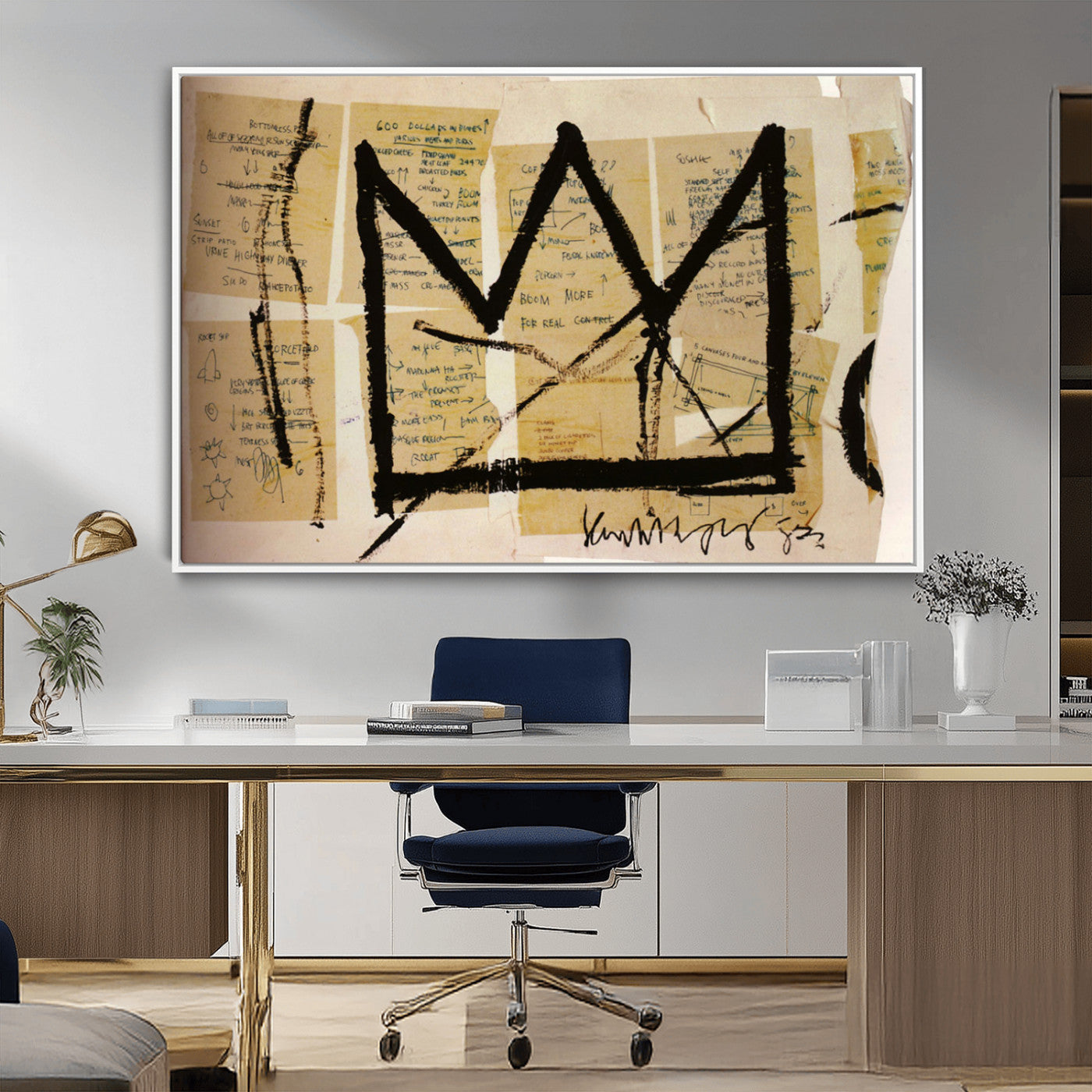 37215-MGV-CV-36X24-Abstract Crown Wall Art – Urban Graffiti Style Canvas Print Modern Street Art Design, Bold Contemporary Decor for Living Room,
