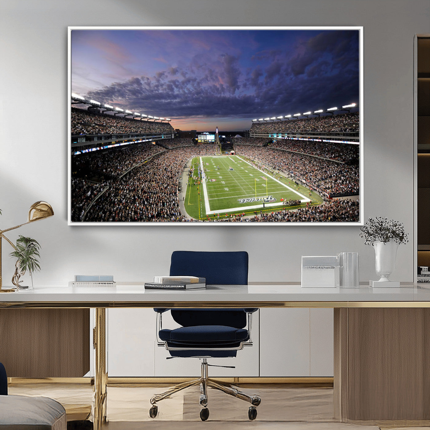 52712-MGV-CV-36X24-Gillette Stadium Field Wall Art Canvas Print, Framed Massachusetts Stadium Art Picture Print, Gillette Stadium Perfect Sport Room
