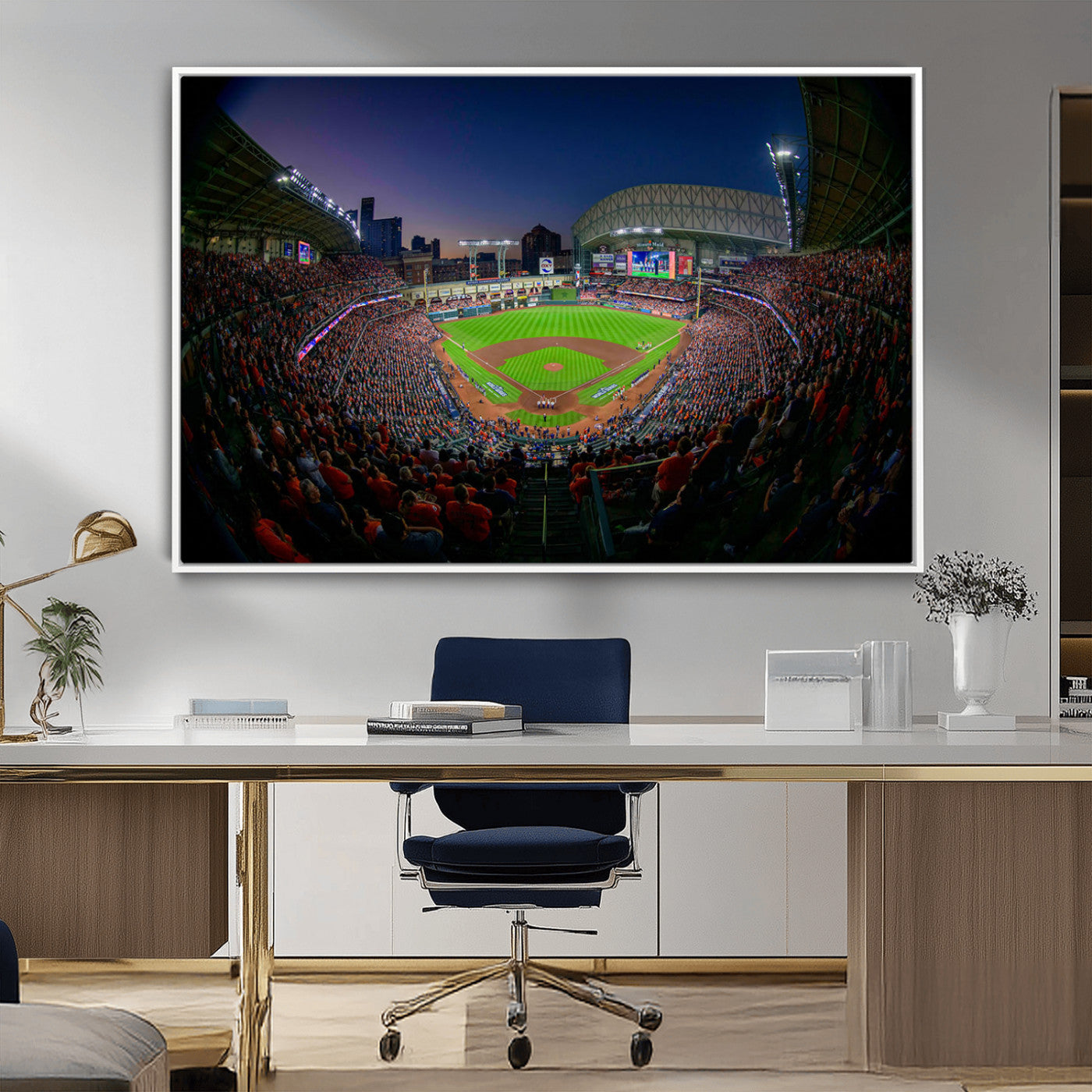 44322-MGV-FC-36X24_White-Minute Maid Park Wall Art Canvas Print, Framed Houston Astros Stadium Art Picture Print, Houston Astros Field Perfect Sports Room