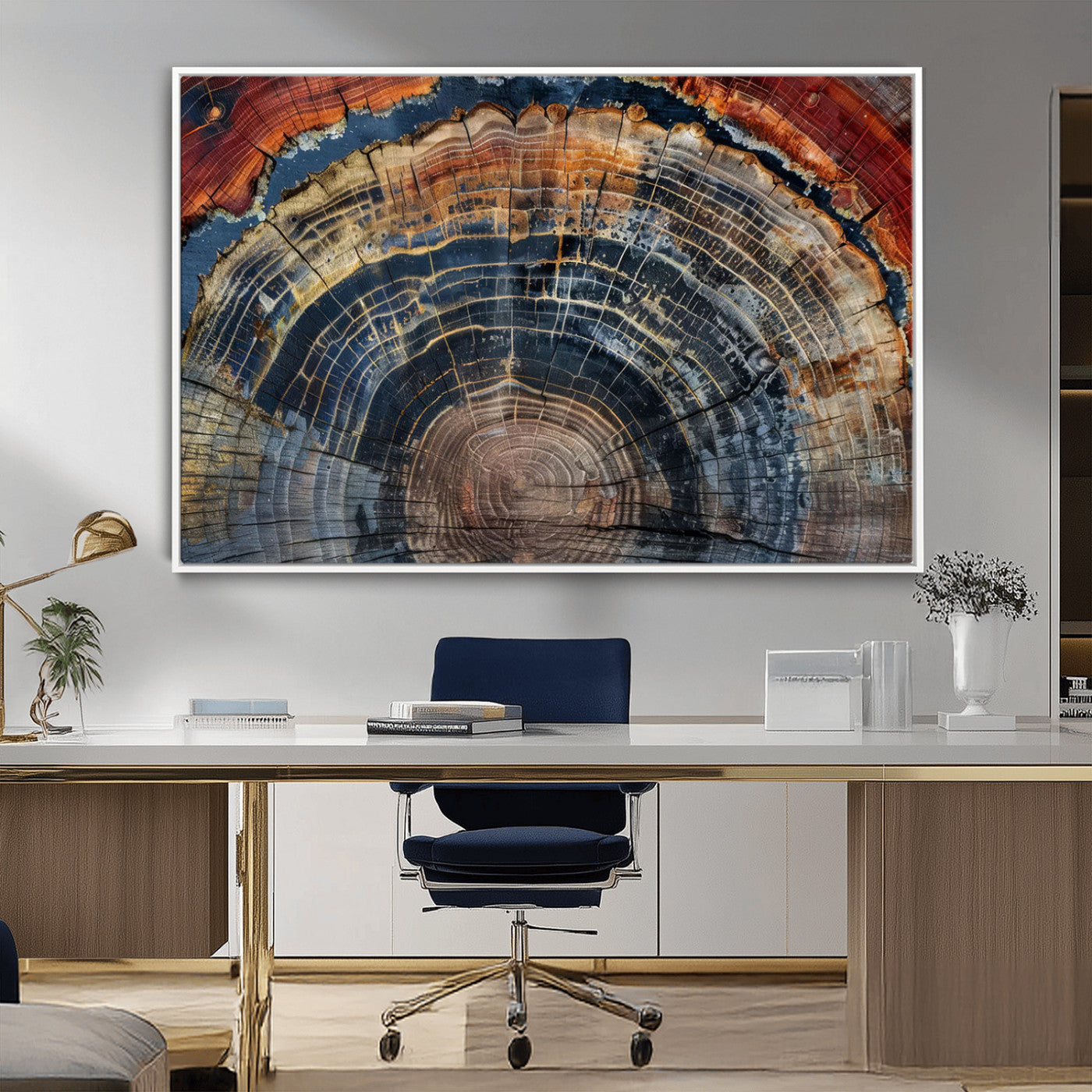 63519-MGV-CV-36X24-Tree Ring Wall Art – Rustic Nature Wood Grain Canvas Print, Abstract Natural Texture Artwork Poster for Living Room, Bedroom,