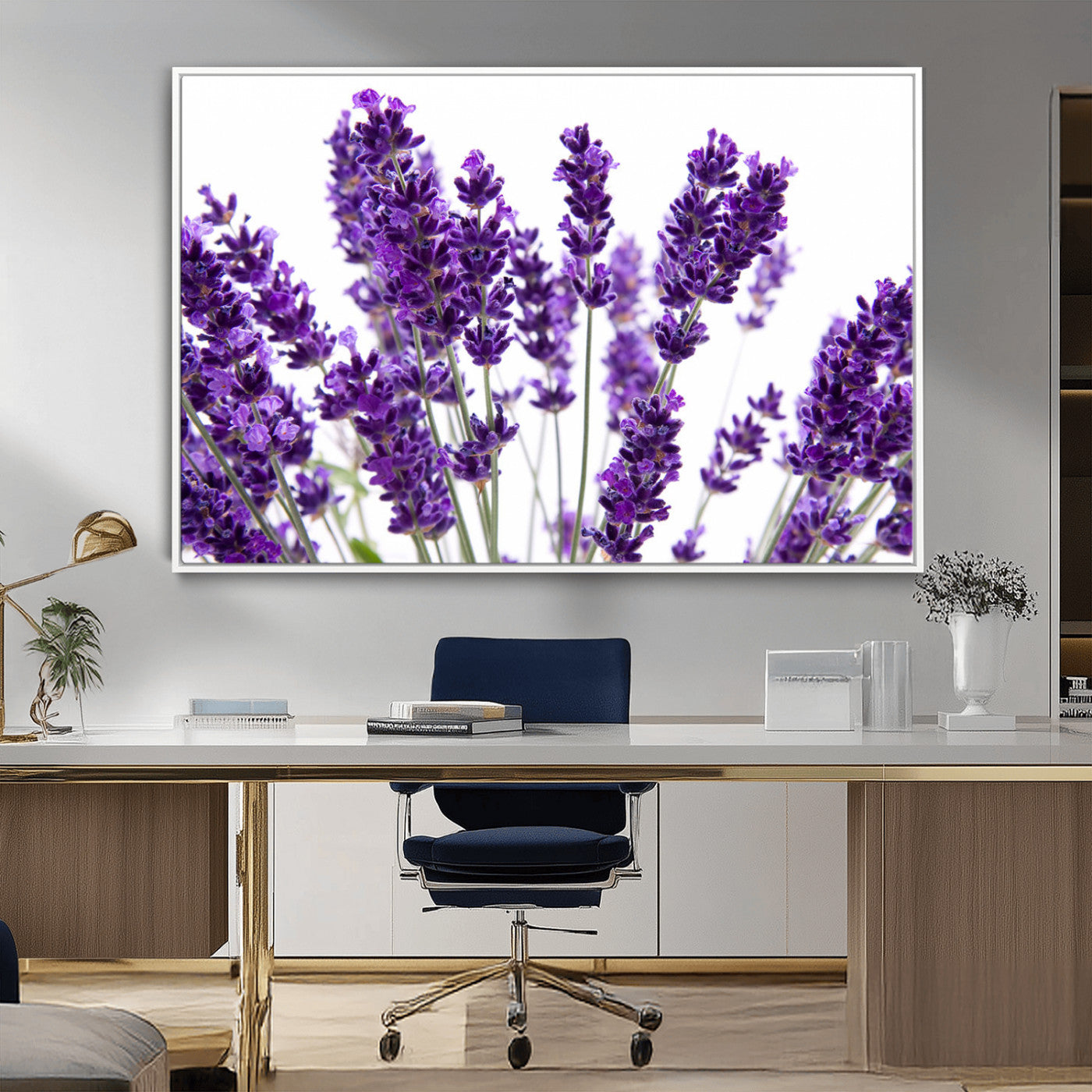 84456-MGV-CV-36X24-Lavender Wall Art – Botanical Canvas Print Featuring Purple Floral Stems, Fresh Nature Inspired Artwork for Living Room, Bedroom,