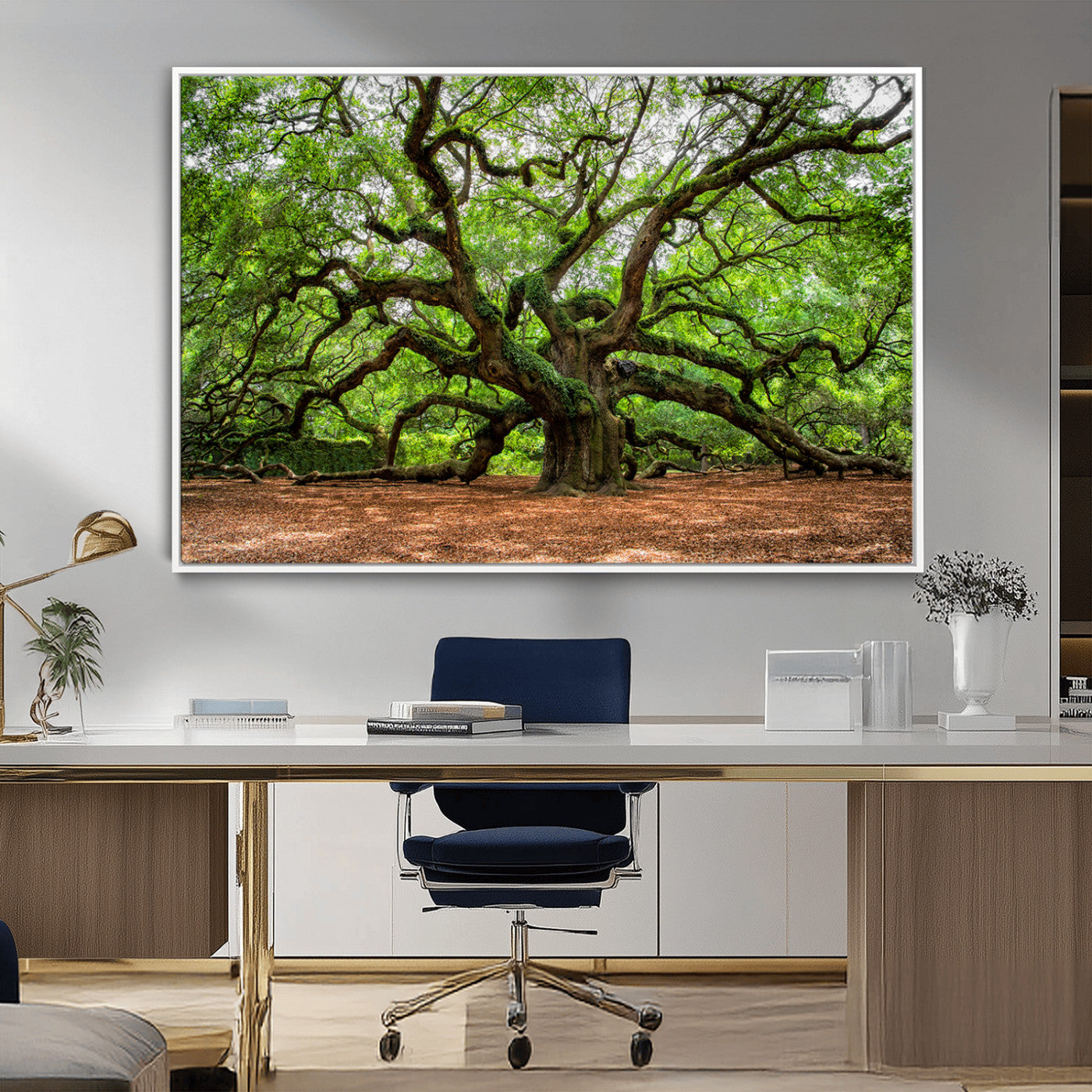 51255351-MGV-CV-36X24-Ancient Tree Wall Art – Majestic Oak Canvas Print, Large Nature Photography, Sacred Forest Landscape Wall Décor, Wisdom Tree