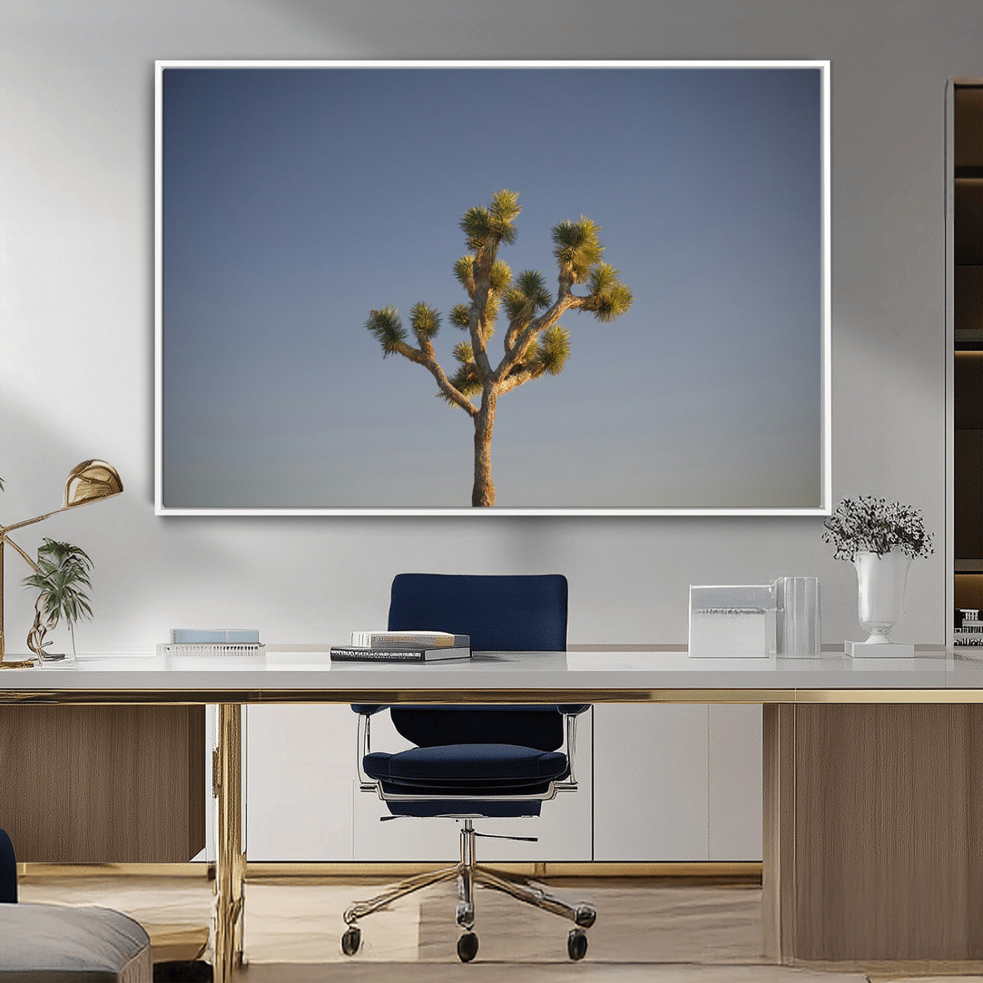 54552043-MGV-CV-36X24-Joshua Tree Art Wall Art Canvas Print, Framed Desert Landscape Art Picture Print, Southwestern Nature Perfect Southwestern Boho