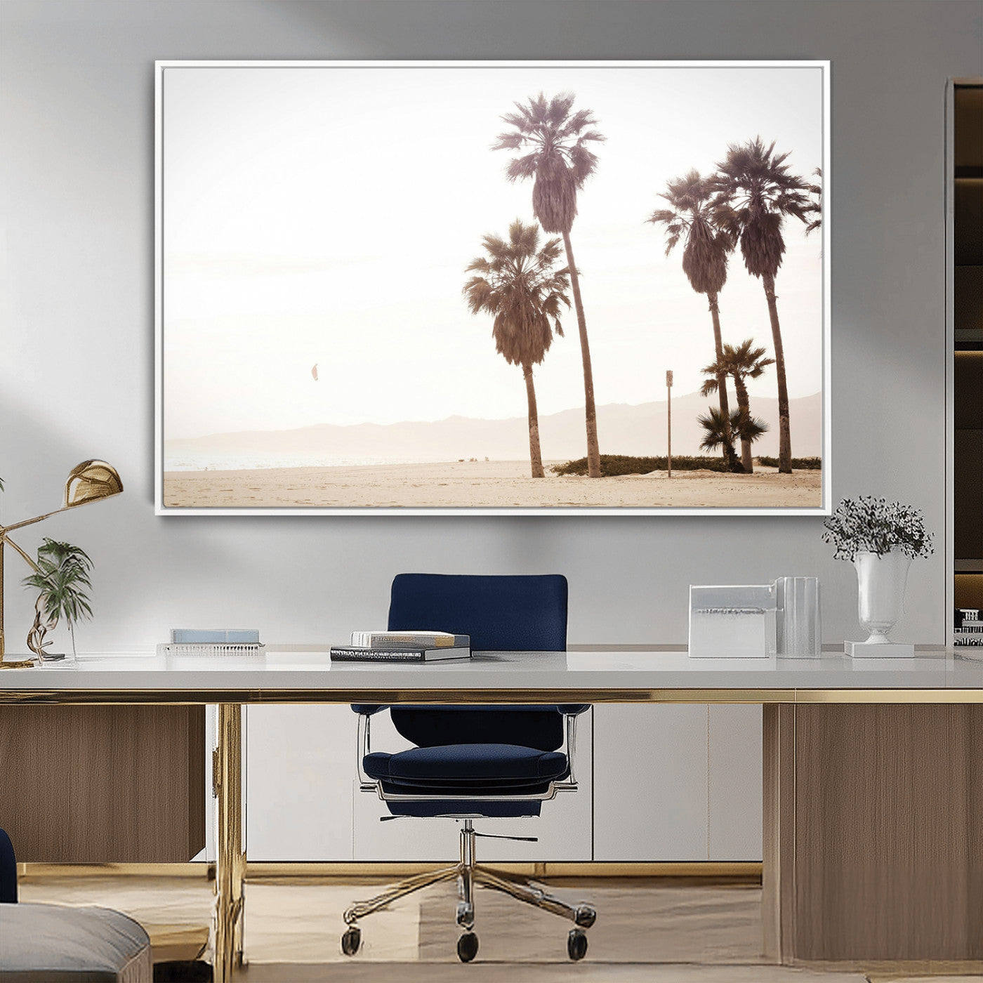 48255923-MGV-CV-36X24-Coastal Light Wall Art Canvas Print, Framed Relaxing Shoreline Art Picture Print, Minimalist Ocean Perfect Tropical Serenity Decor