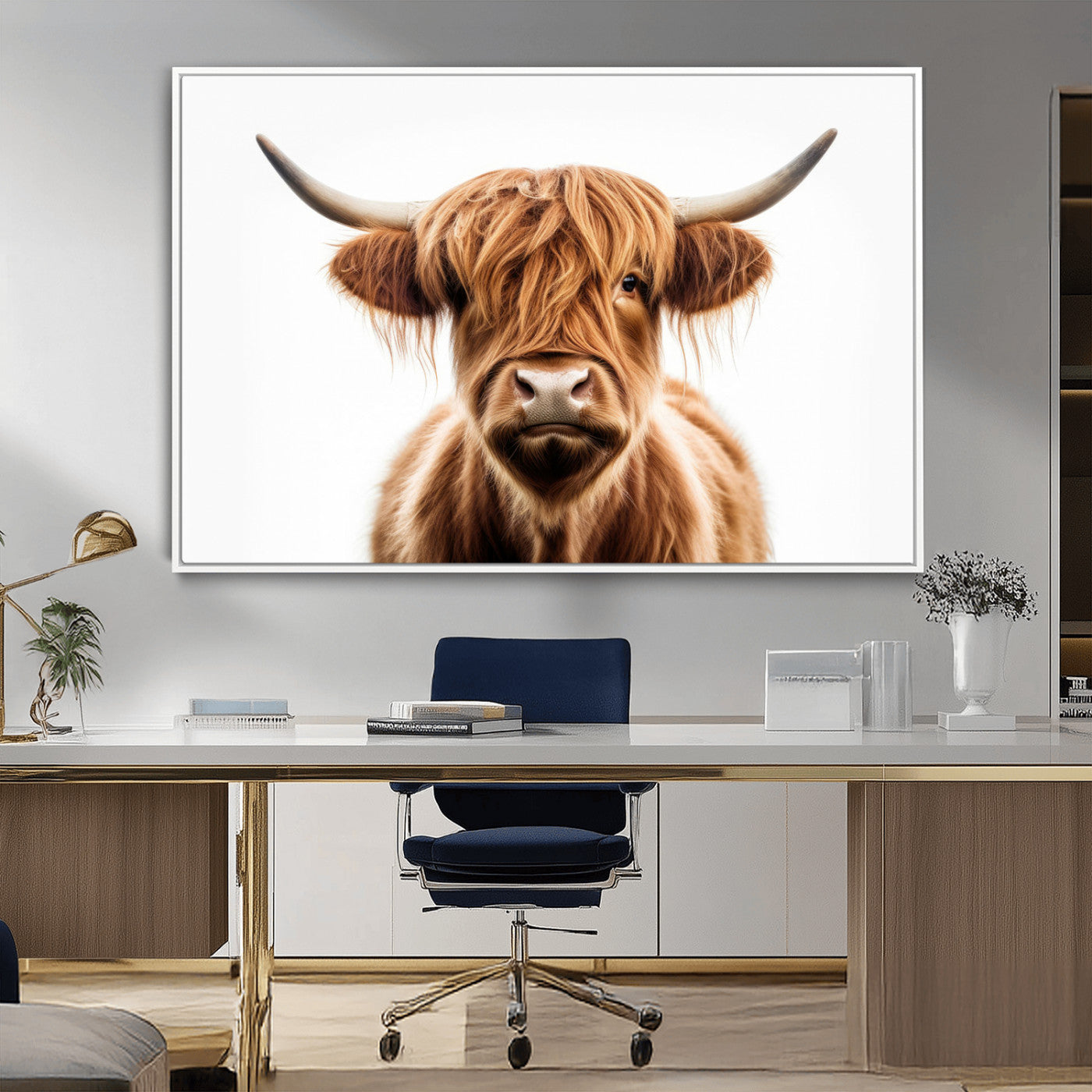 637908607-MGV-FC-93X47-3P_Black-Highland Cow Wall Art Print – Rustic Farmhouse Animal Portrait, Scottish Highland Cattle Canvas, Modern Country Wall Decor for