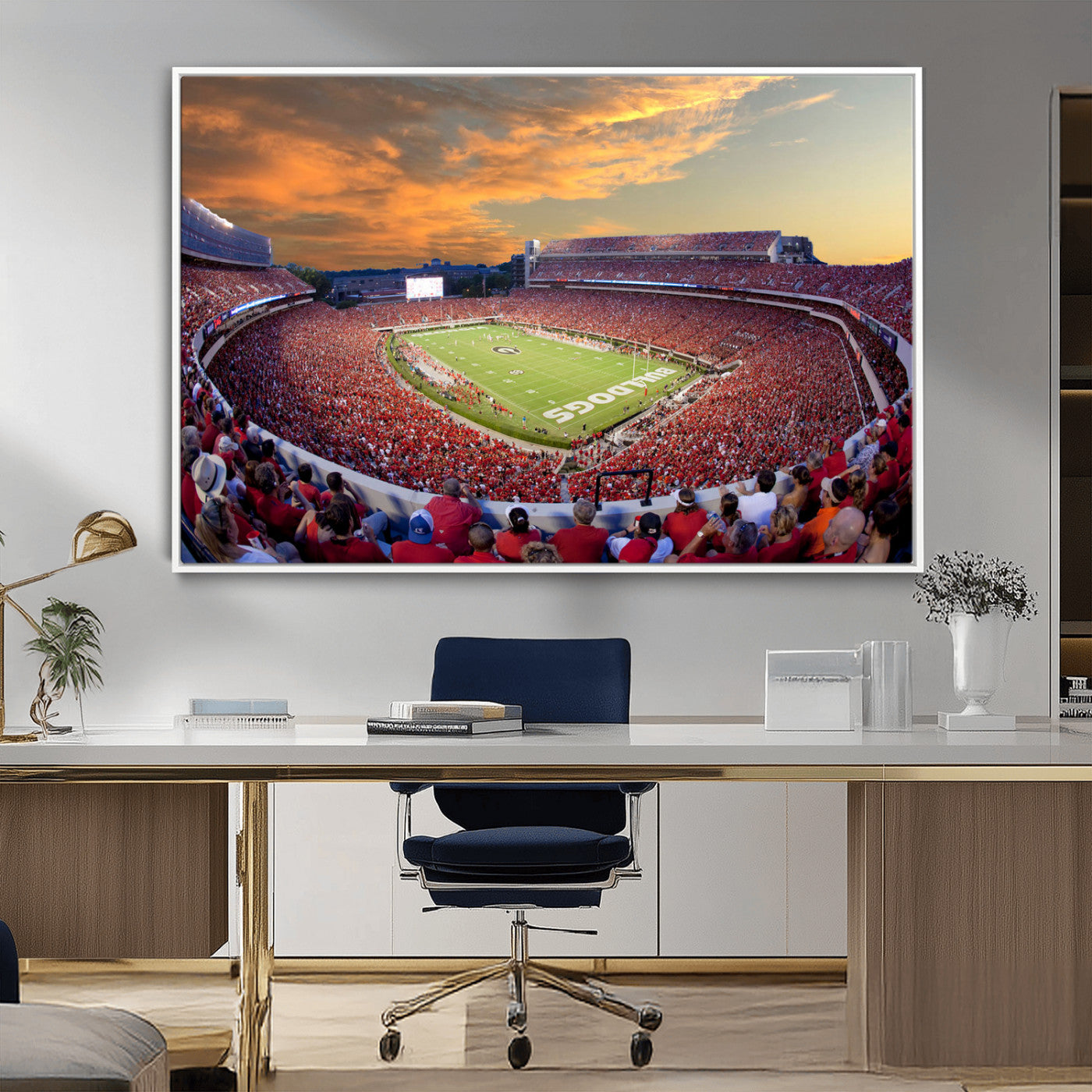 73680988-MGV-CV-36X24-Georgia Bulldogs Stadium Wall Art – Panoramic Football Field Canvas Print, Game Day Decor for Home, Office, Fan Cave, Sports