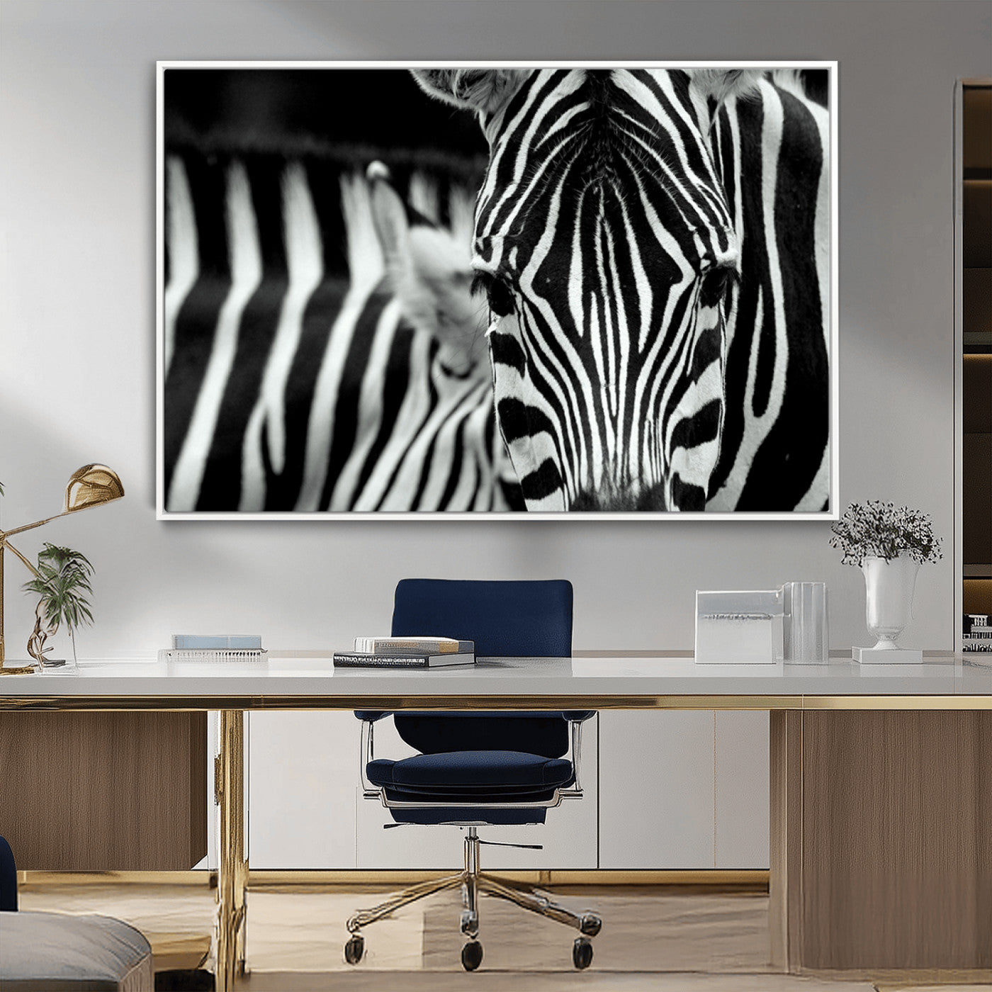 43631-MGV-CV-36X24-Black and White Zebra Wall Art – Modern Animal Print Canvas Artwork for Living Room, Bedroom, or Office Decor