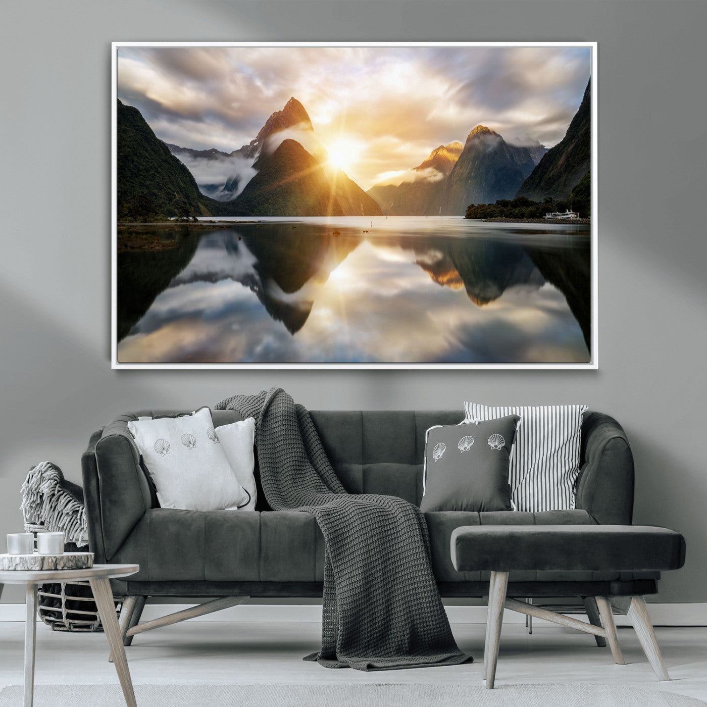78842-MGV-CV-36X24-Sunrise Mountain Reflection Wall Art – Stunning Nature Landscape Canvas Print for Home, Office, Living Room or Relaxing Space