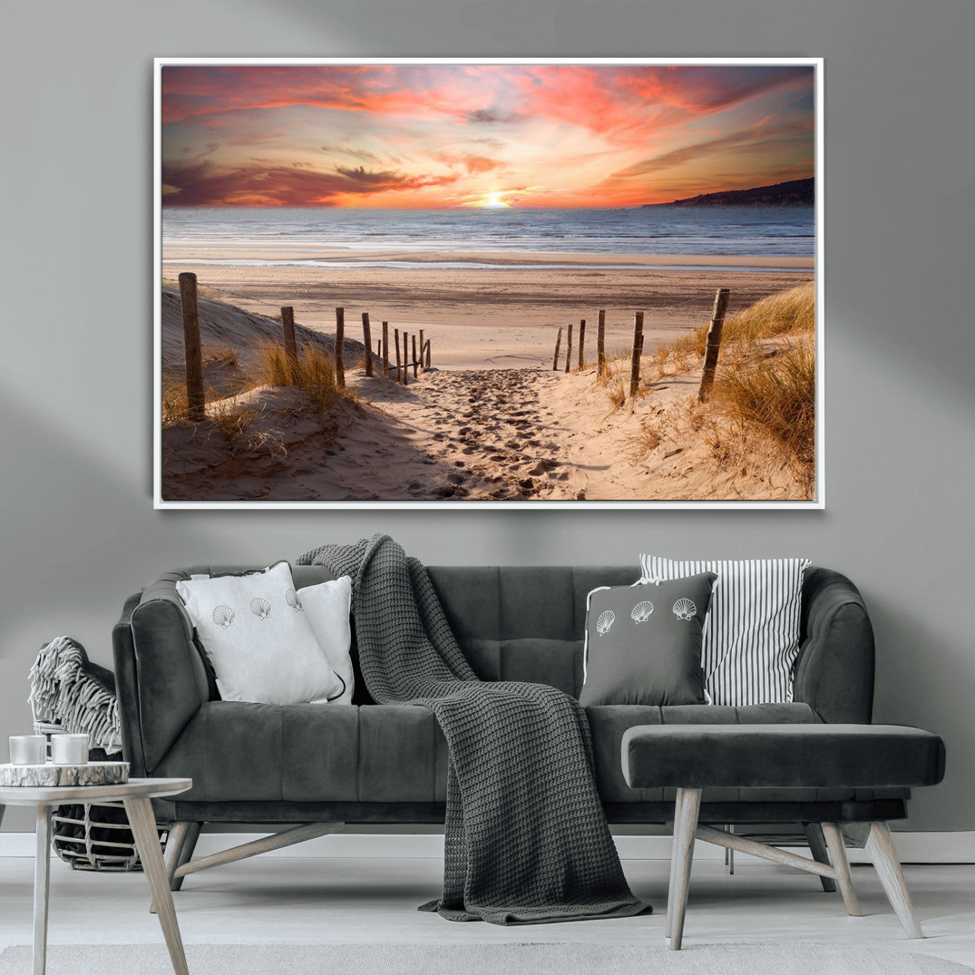 78111-MGV-CV-36X24-Sunset Pathway Wall Art – Panoramic Coastal Canvas Print, Tranquil Beach Decor for Living Room, Office or Bedroom