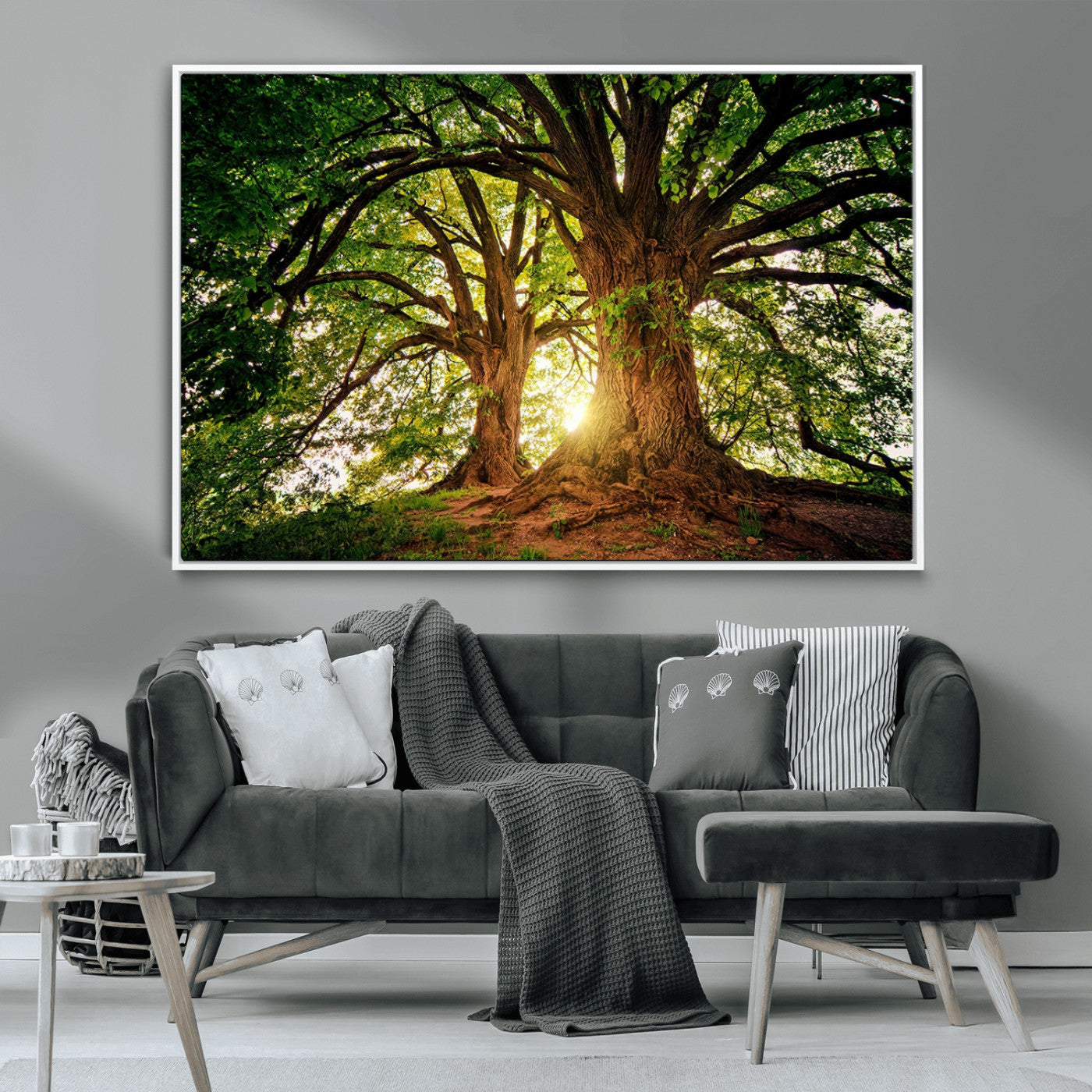 52150-MGV-CV-36X24-Majestic Tree Wall Art – Large Nature Canvas Print with Sunlight Through Branches, Rustic Forest Decor for Living Room, Bedroom or