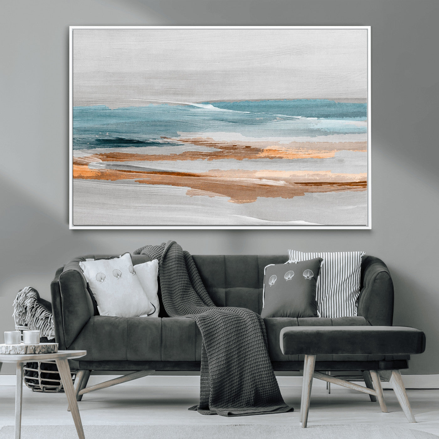 23430-MGV-CV-36X24-Abstract Coastal Wall Art – Modern Ocean Horizon Canvas Print, Minimalist Beach Scene Painting for Bedroom, Living Room, Office or