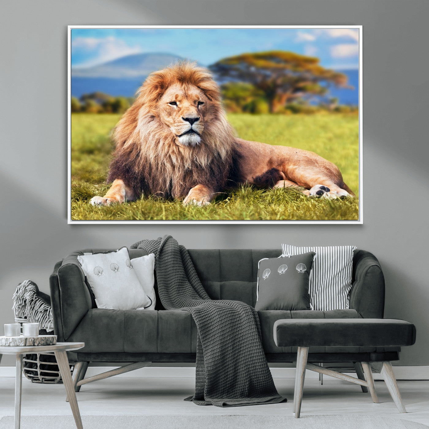 67826-MGV-CV-36X24-Majestic Lion Wall Art – King of the Jungle Canvas Print, Safari Wildlife Decor for Living Room, Office, or Man Cave