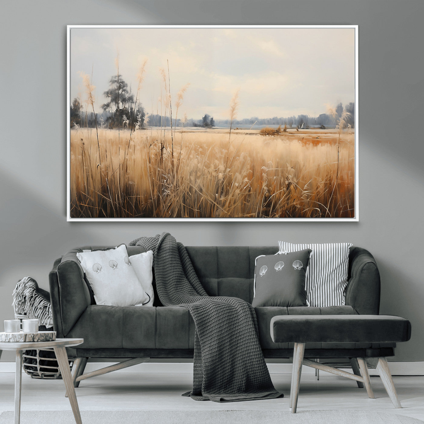 38193-MGV-CV-36X24-Golden Meadow Wall Art – Serene Grassland Landscape Canvas Print, Rustic Nature Decor for Bedroom, Living Room or Farmhouse
