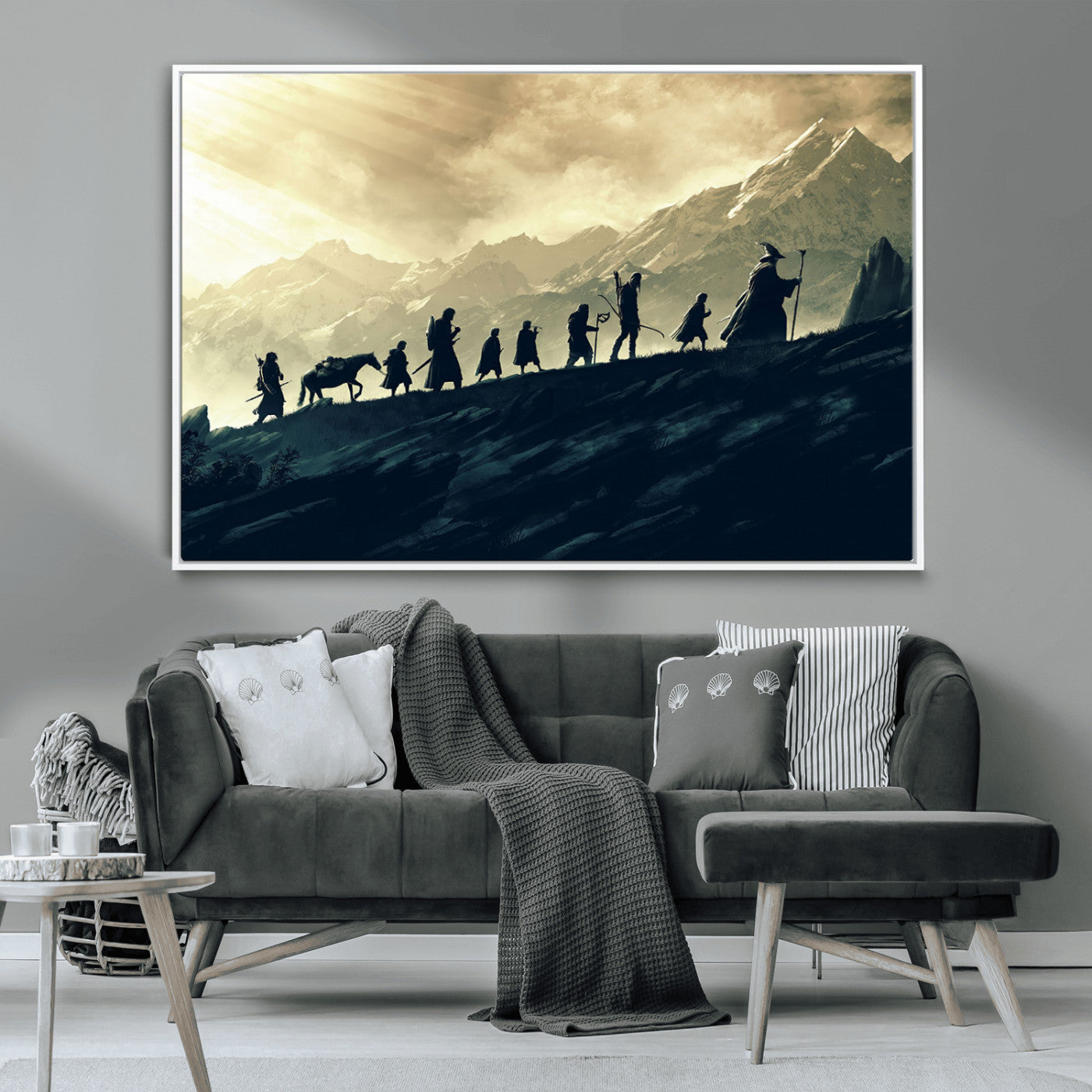 41574-MGV-CV-36X24-Fellowship Journey Wall Art – Epic Fantasy Adventure Canvas Print, Mountain Landscape Decor for Living Room, Office or Man Cave