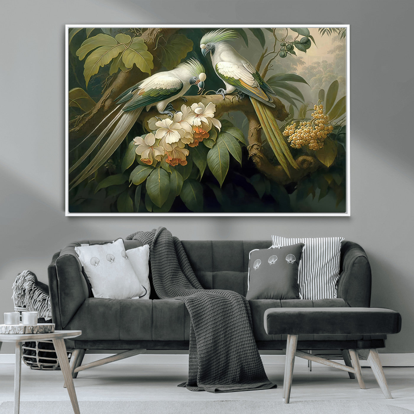 84047-MGV-CV-36X24-Tropical Birds Wall Art – Elegant Botanical Canvas Print, Exotic Nature Decor for Living Room, Bedroom or Office