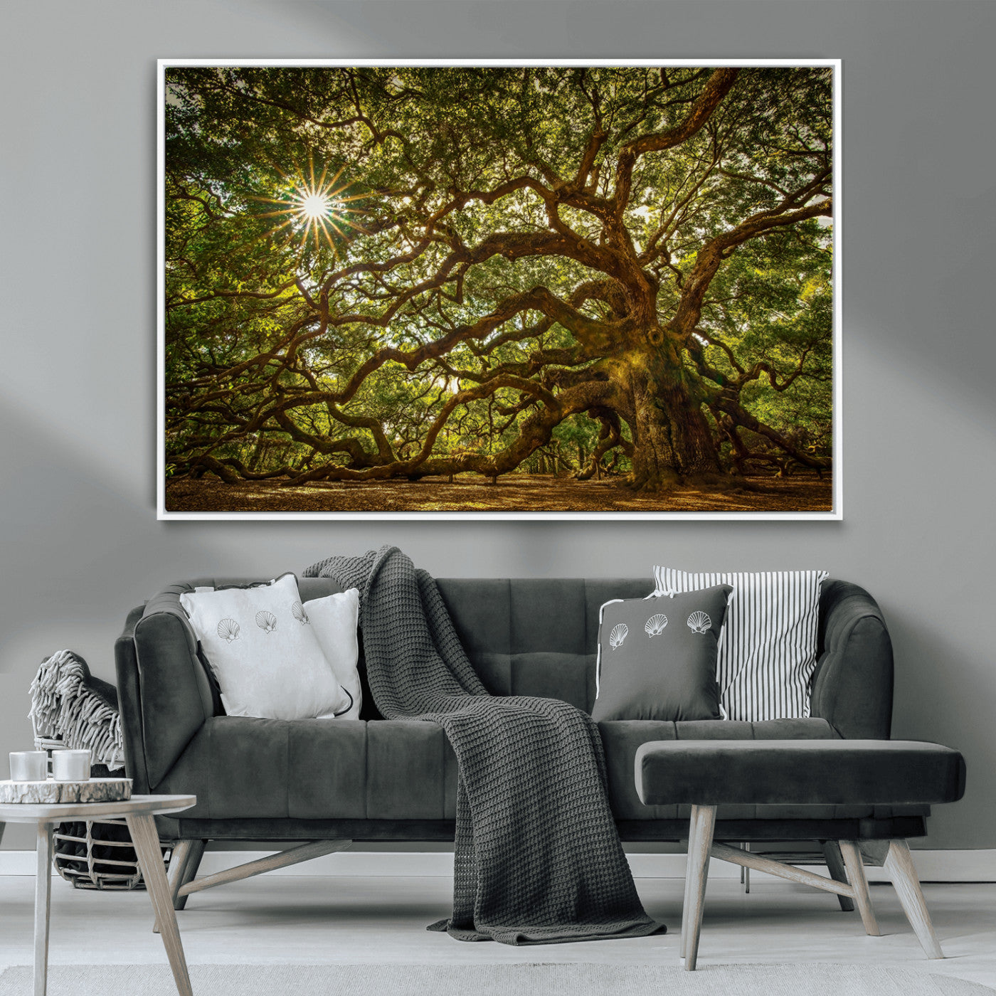 57983-MGV-CV-36X24-Angel Oak Tree Wall Art Canvas Print, Framed Oak Tree Art Picture Print, Angel Oak Perfect Rustic Nature Decor Artwork