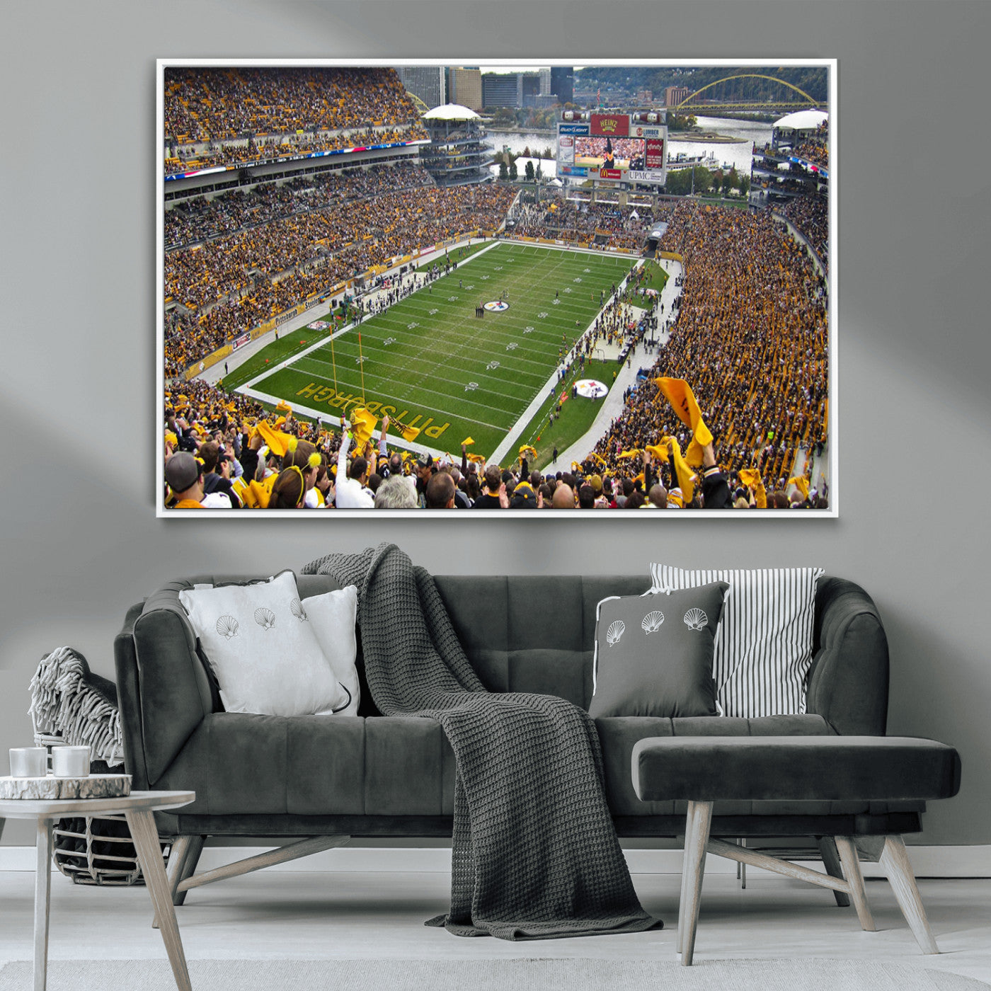 51419-MGV-CV-36X24-Heinz Field Wall Art Canvas Print, Framed Pittsburgh Stadium Field Art Picture Print, Heinz Stadium Field Perfect Sports Room
