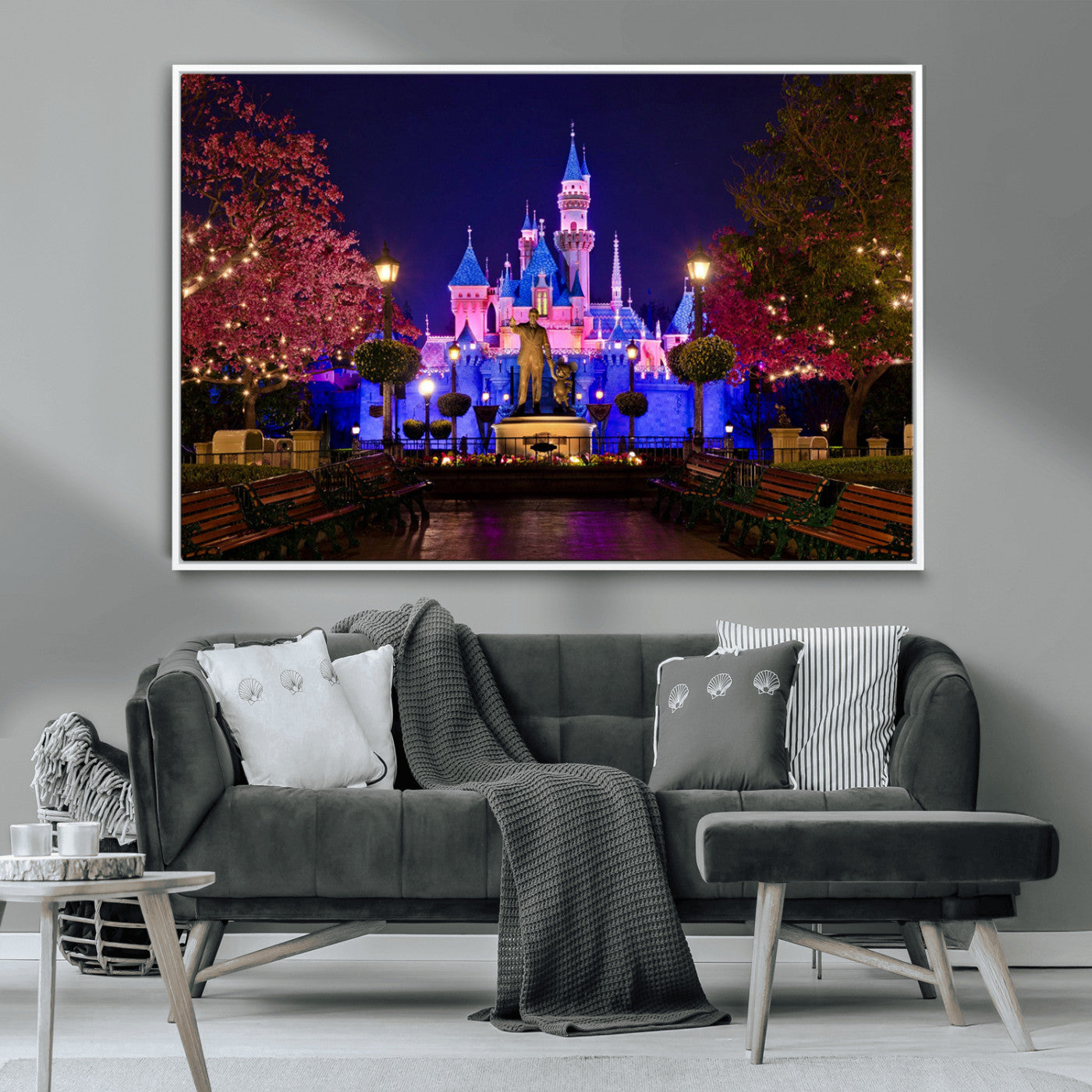 79435-MGV-CV-36X24-Disney Castle Wall Art Canvas Print, Framed Magic Kingdom Art Picture Print, Disney World Perfect Child Room Decor Artwork