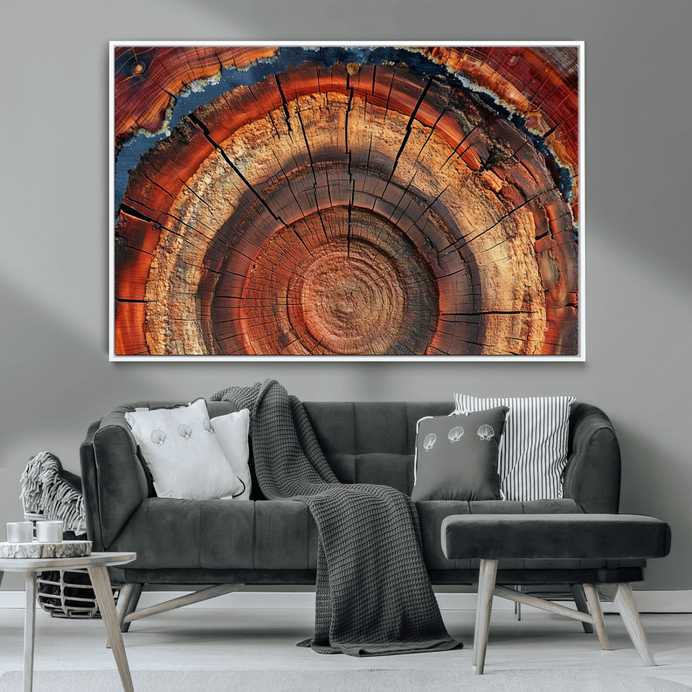 28555-MGV-CV-36X24-Tree Ring Wall Art – Rustic Wood Grain Canvas Print, Natural Texture Abstract Artwork Poster for Living Room, Bedroom, Office,