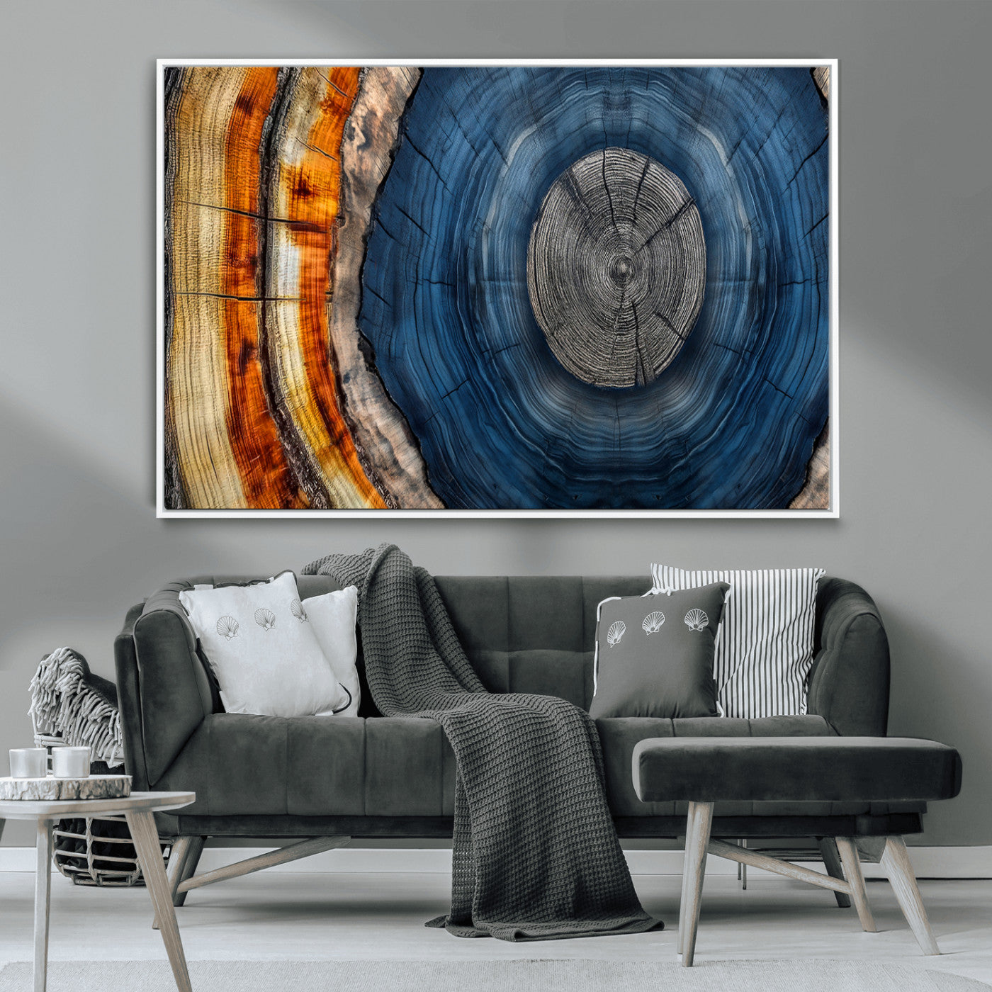 84489410-MGV-CV-36X24-Framed Abstract Tree Ring Wall Art Print, Natural Rustic Wood Texture Canvas Print, Wood Tree Stump Farmhouse, Log Cabin Wooden