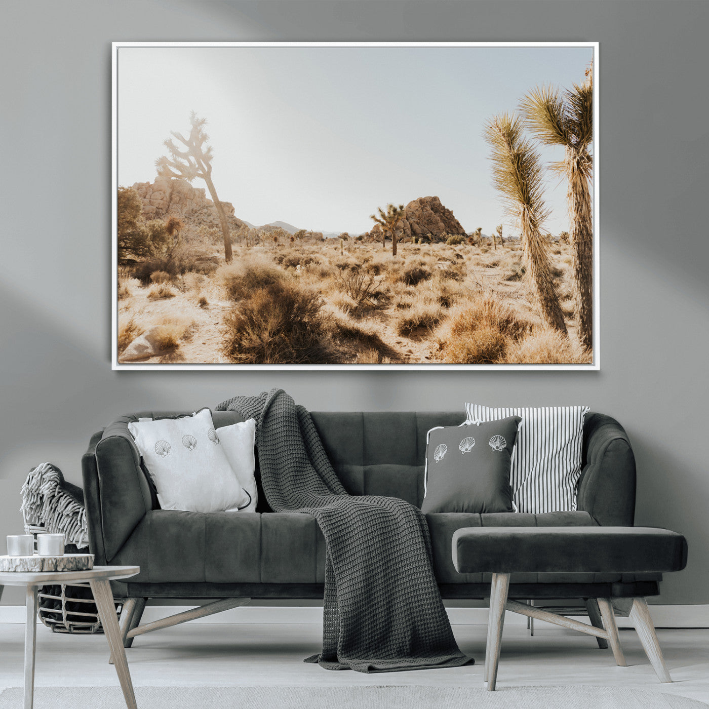 62783269-MGV-FC-36X24_White-Joshua Tree Wall Art – Desert Landscape Photography Canvas Print, Southwest Nature Artwork Rustic Home Decor for Living Room,