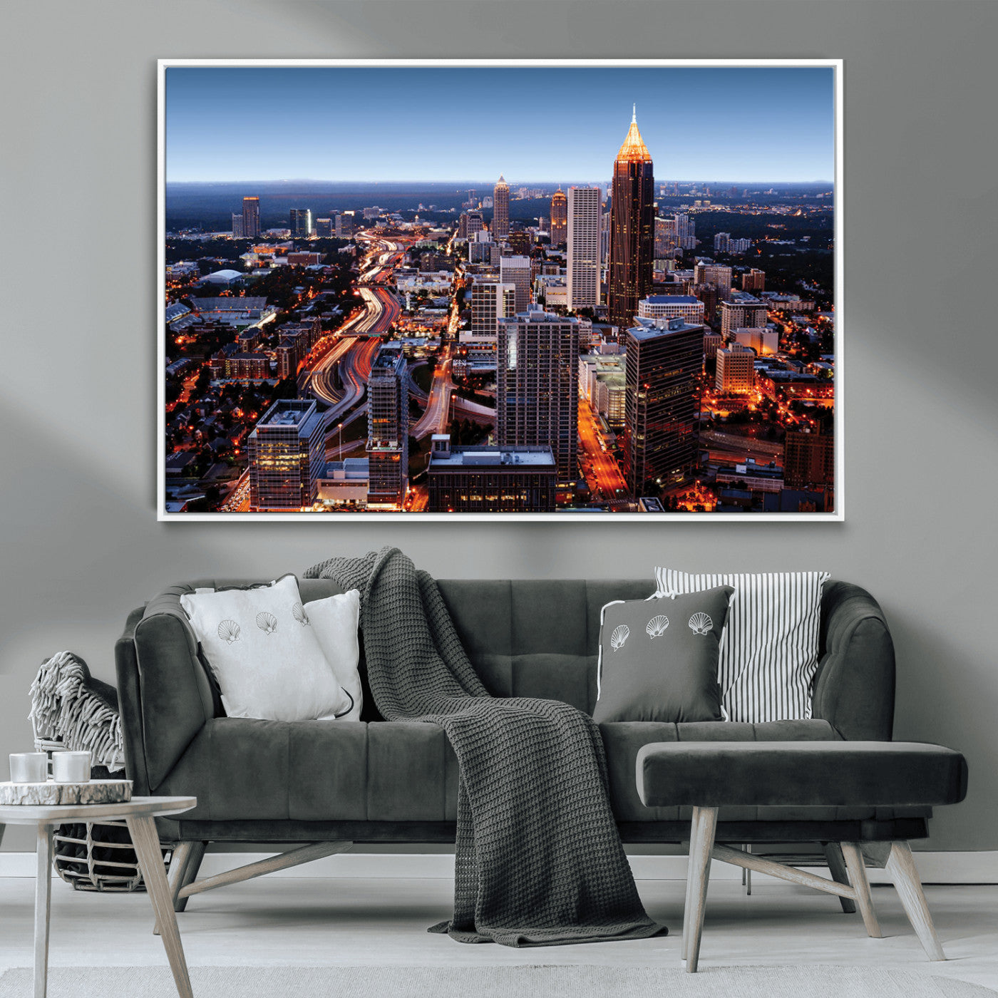 81886632-MGV-CV-36X24-Atlanta Skyline Wall Art – Vibrant City Lights Canvas Print, Modern Urban Cityscape Decor for Living Room, Office, or Apartment