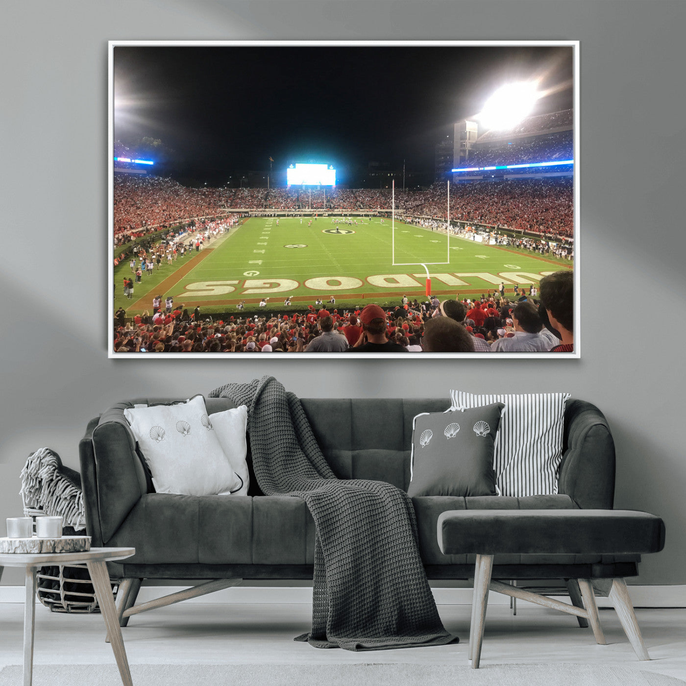 16230786-MGV-CV-36X24-Sanford Stadium Wall Art – Georgia Bulldogs Football Night Game Canvas Print, College Sports Decor for Man Cave, Bar, Office, or