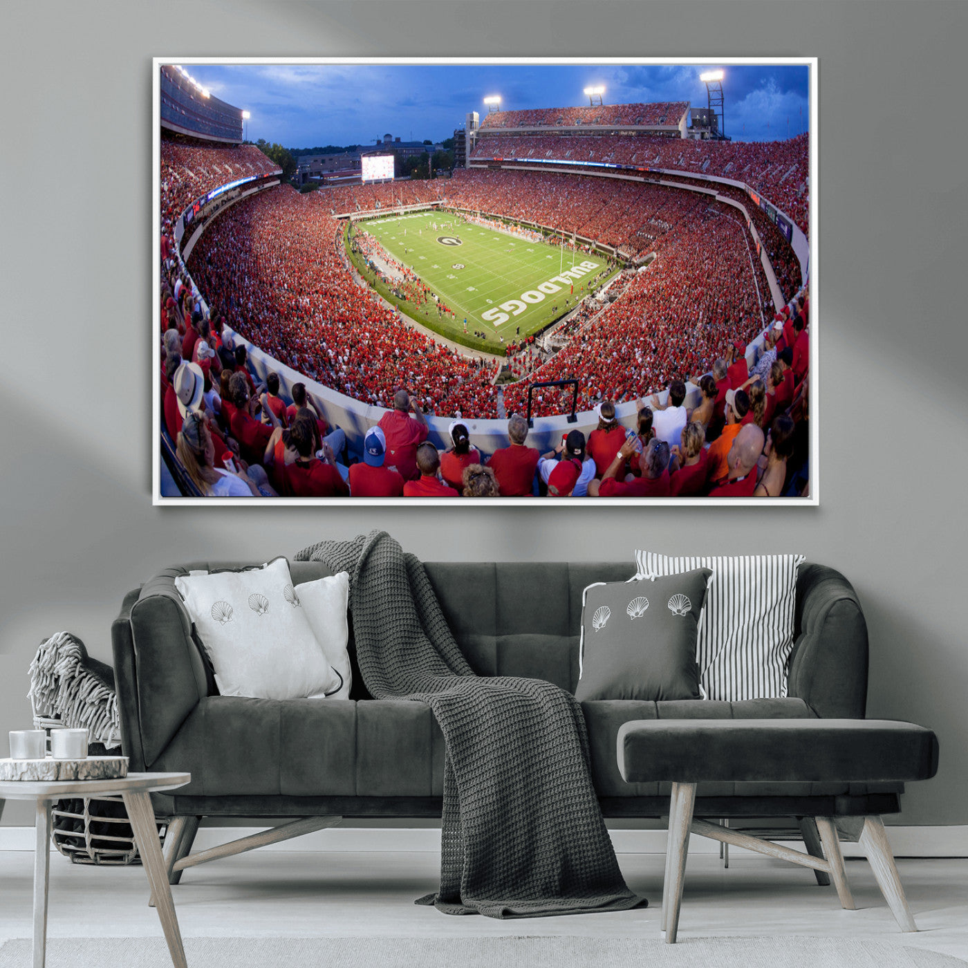 10244378-MGV-CV-36X24-Sanford Stadium Wall Art – Panoramic Georgia Bulldogs Day Game Football Canvas Print, Game Day Crowd Sports Decor for Office, Man