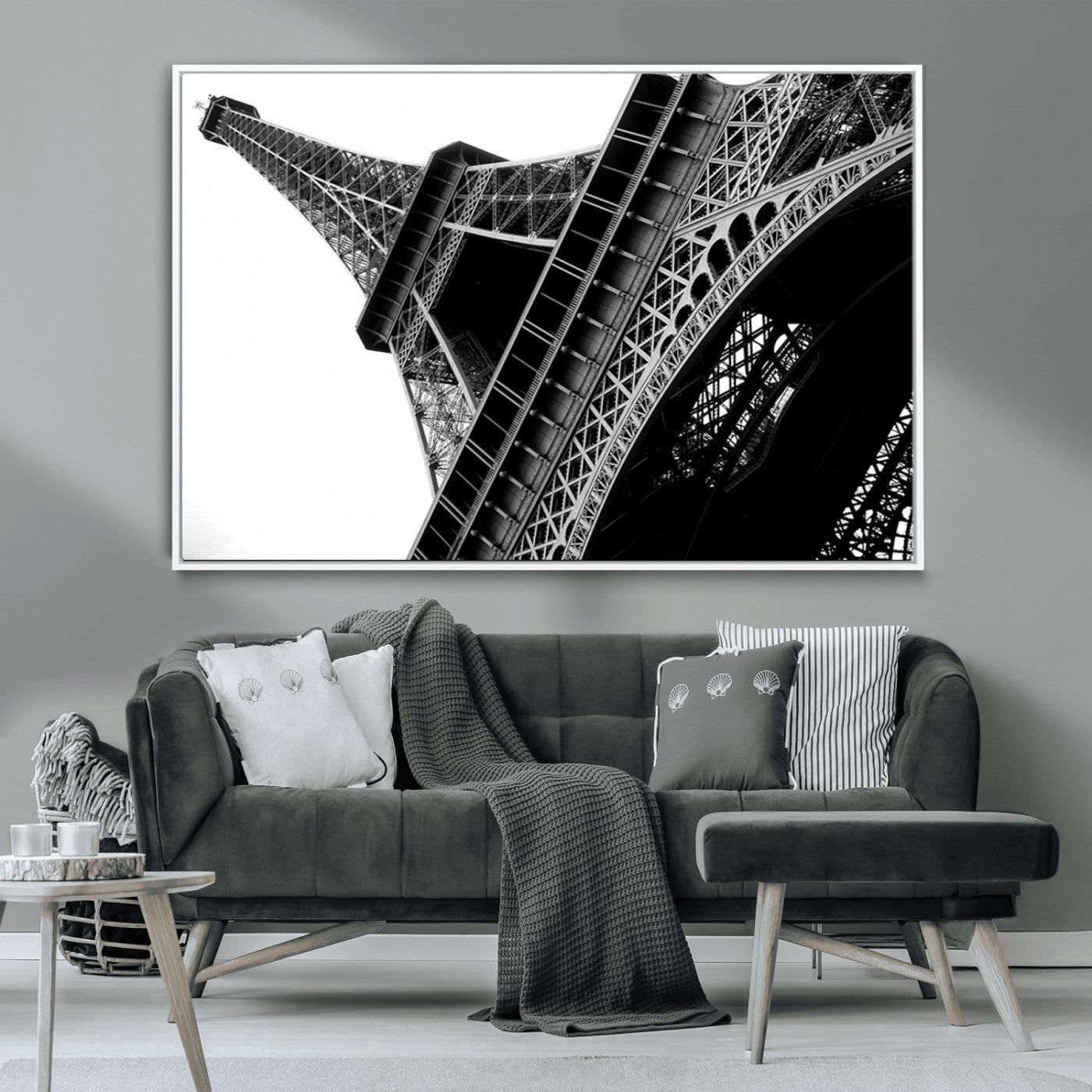 89033-MGV-CV-36X24-Eiffel Tower Wall Art – Dramatic Black and White Architectural Canvas Print, Modern Paris Decor for Office, Living Room or