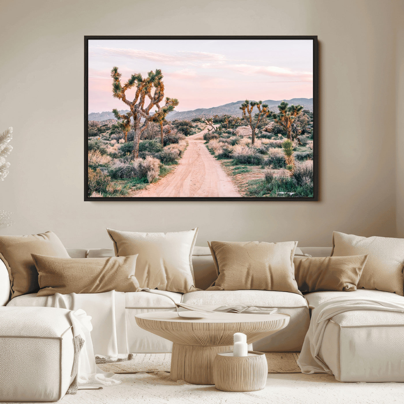 12540952-MGV-FC-36X24_Black-Joshua Tree Park Wall Art Canvas Print, Framed Desert Road Art Picture Print, Sunset Drive Perfect Southwestern Boho Decor Artwork