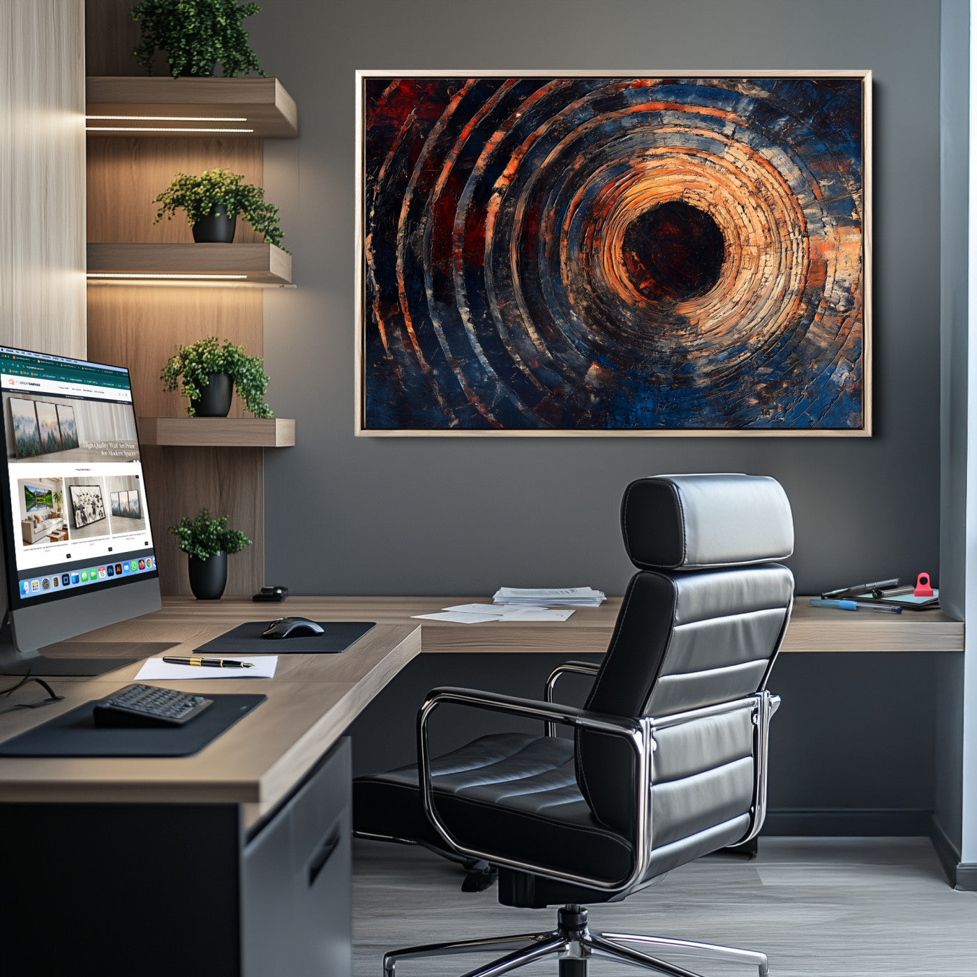 10017879-MGV-CV-36X24-Wood Tree Ring Wall Art Canvas Print, Framed Natural Wood Art Picture Print, Rustic Tree Slice Perfect Rustic Decor Artwork