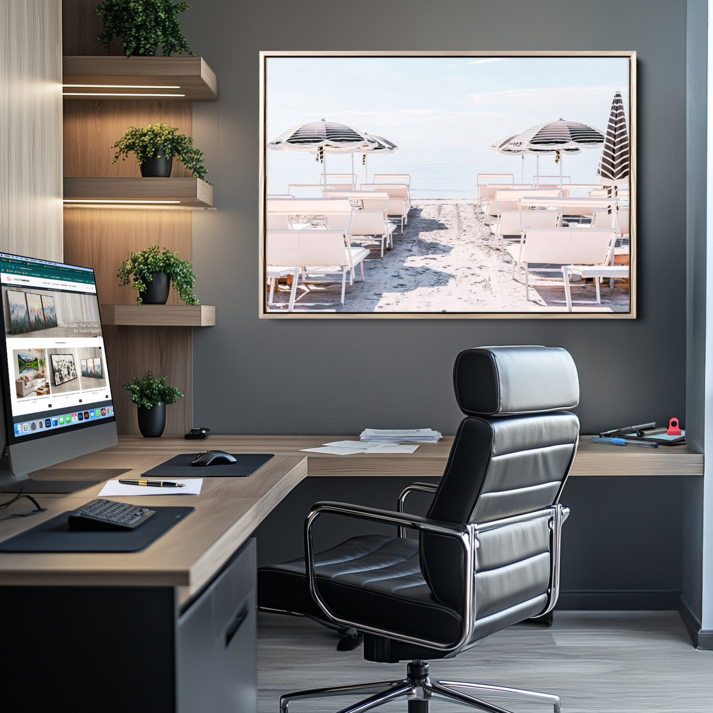 67623952-MGV-CV-36X24-Minimalist Beach Wall Art Canvas Print, Framed Pastel Sand Art Picture Print, Beach Aesthetic Perfect Coastal Minimalist Decor